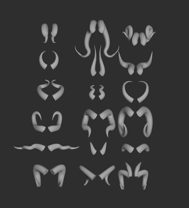 Simple Horns Pack 3D model_3