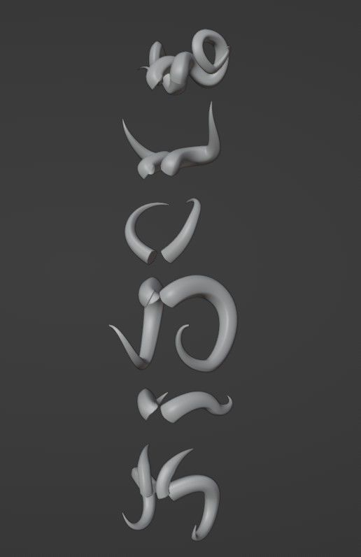 Simple Horns Pack 3D model_7