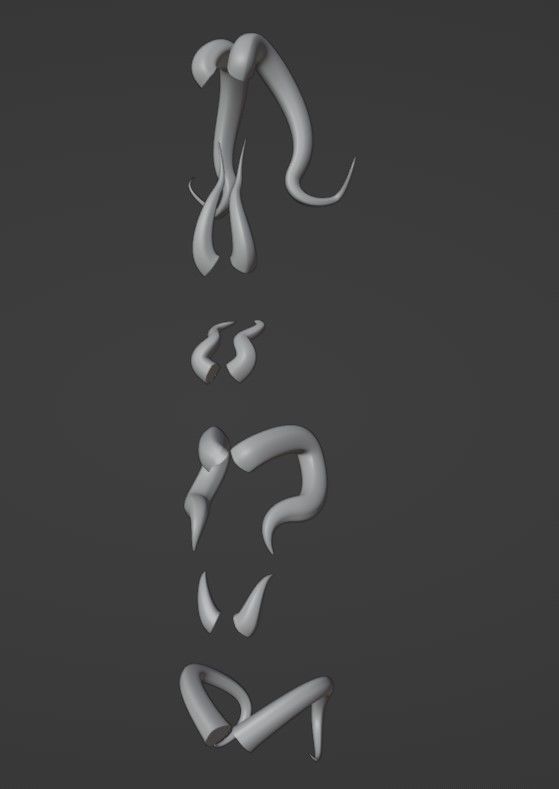 Simple Horns Pack 3D model_6