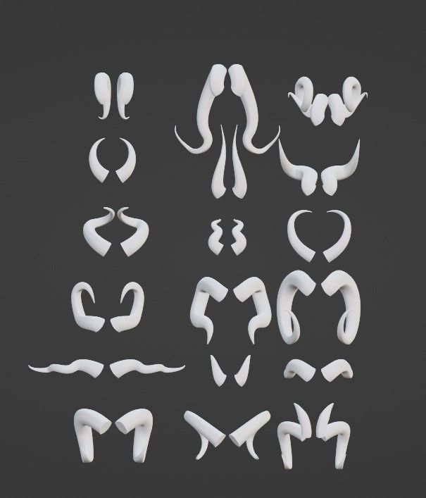 Simple Horns Pack 3D model_2