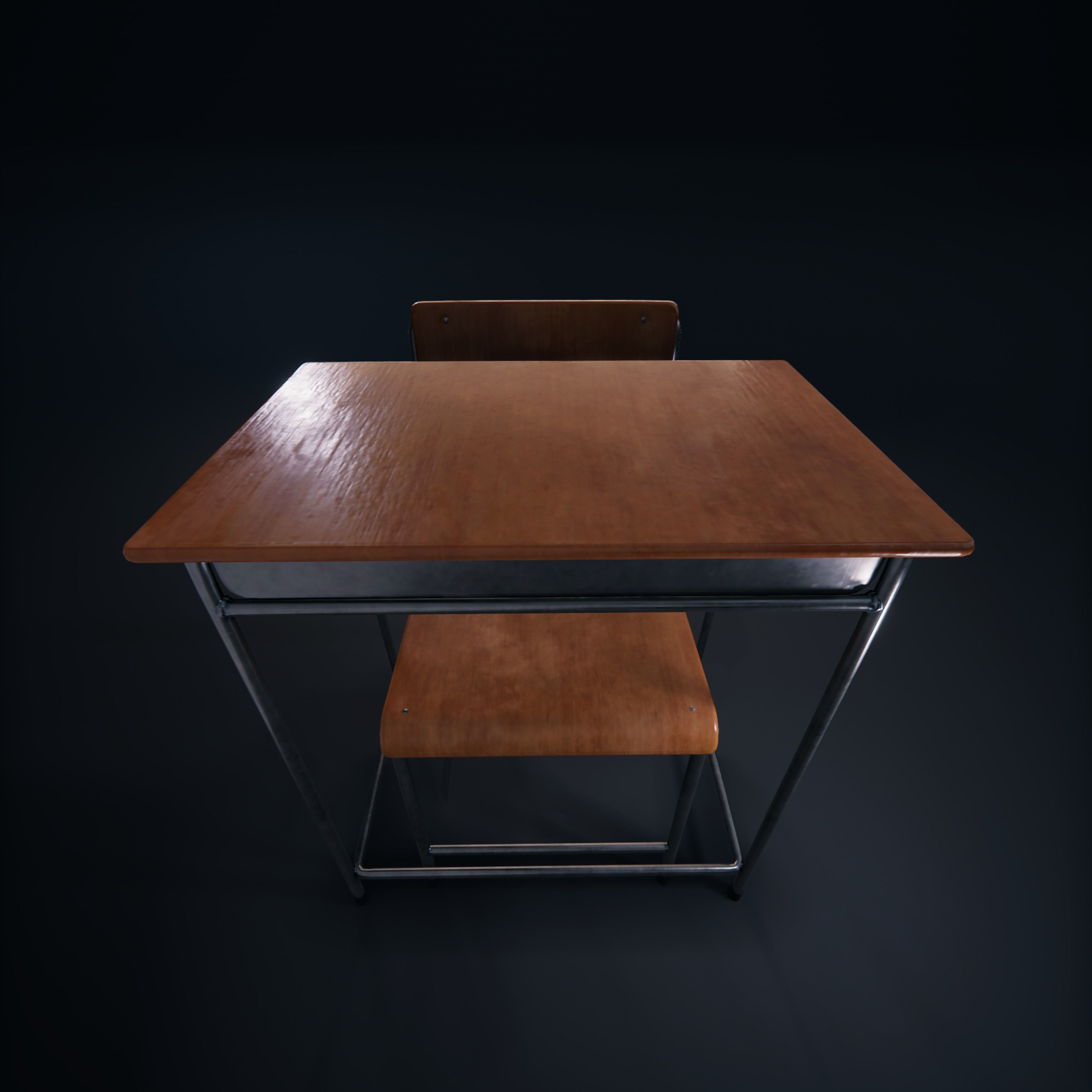 School Chair Low-poly 3D model_4