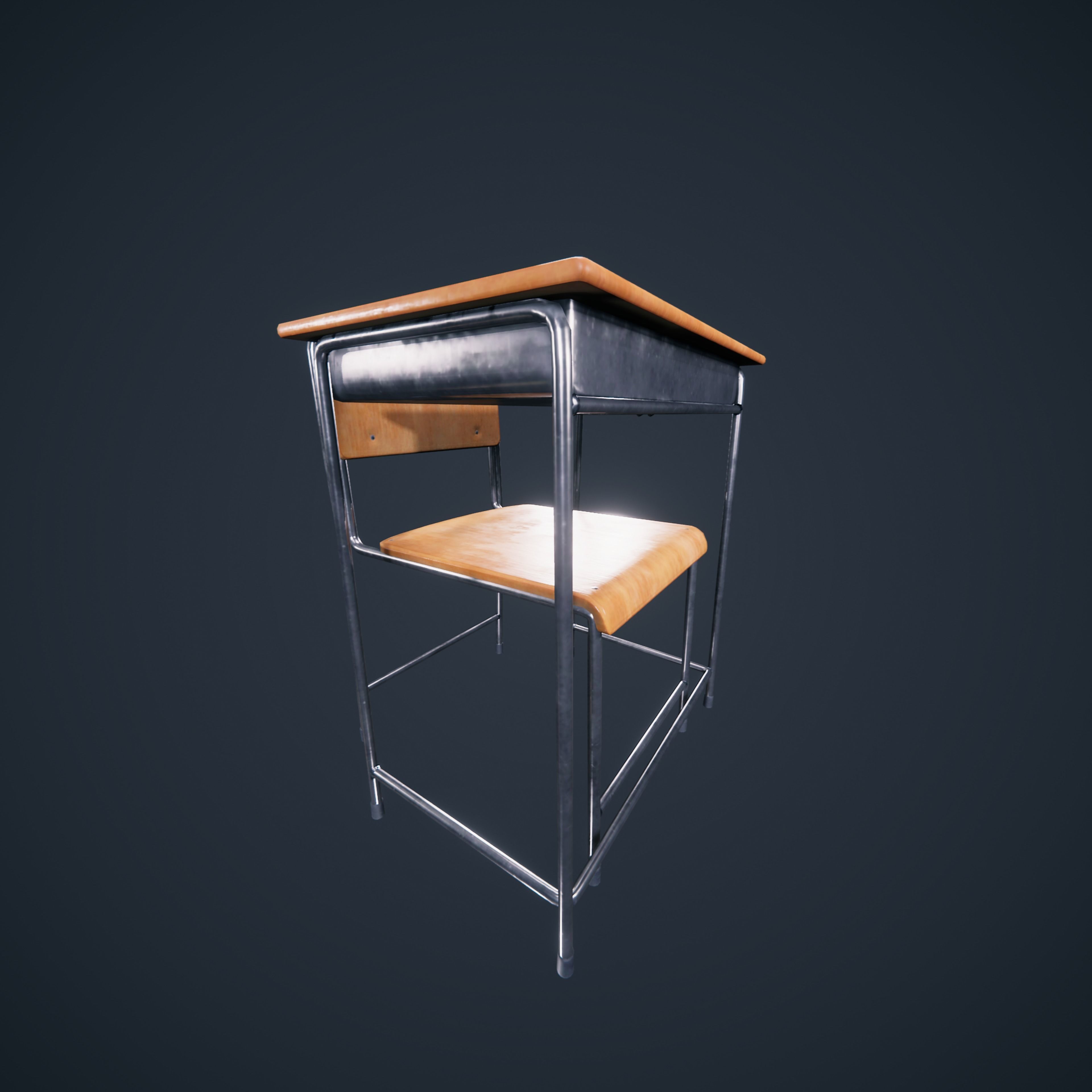 School Chair Low-poly 3D model_15