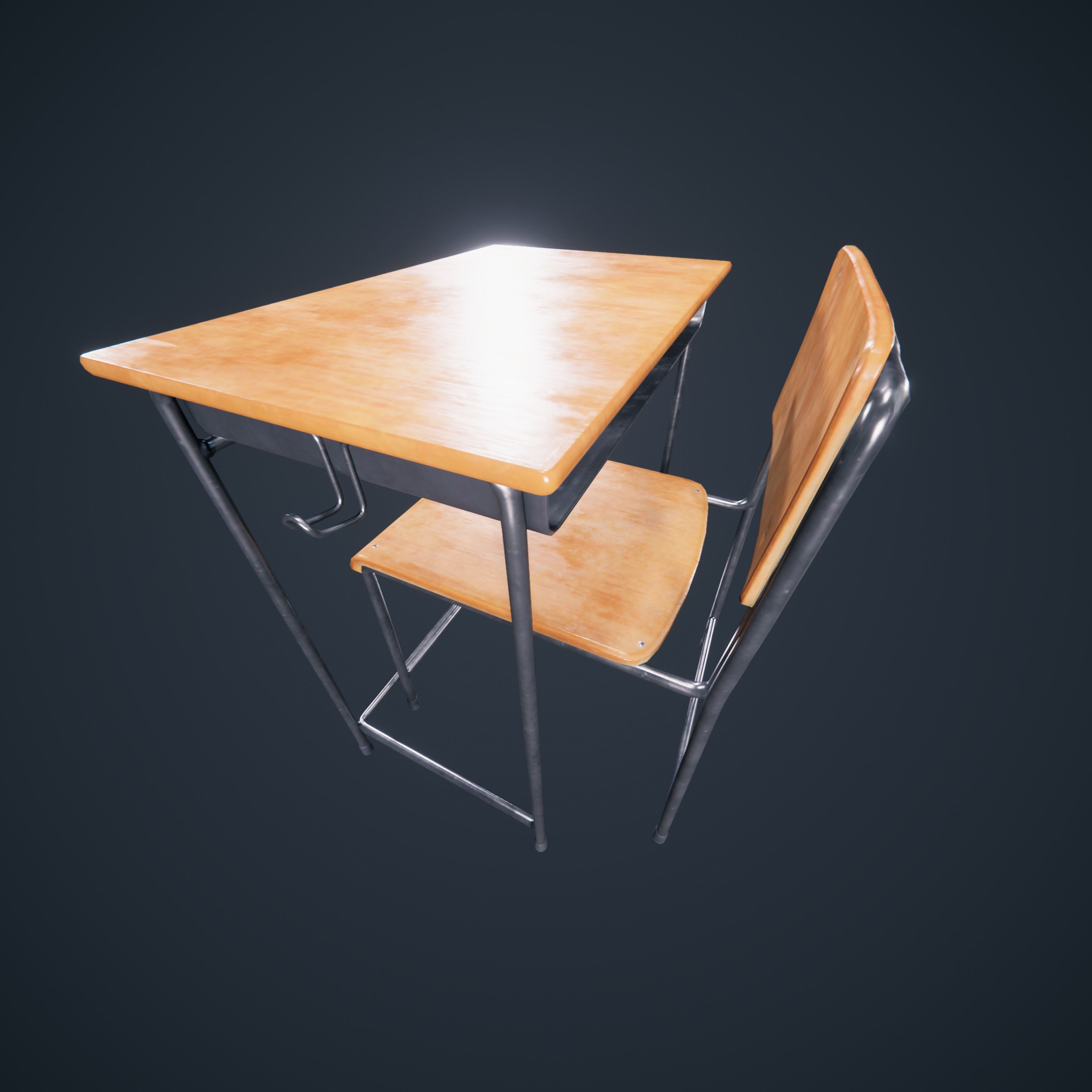 School Chair Low-poly 3D model_20
