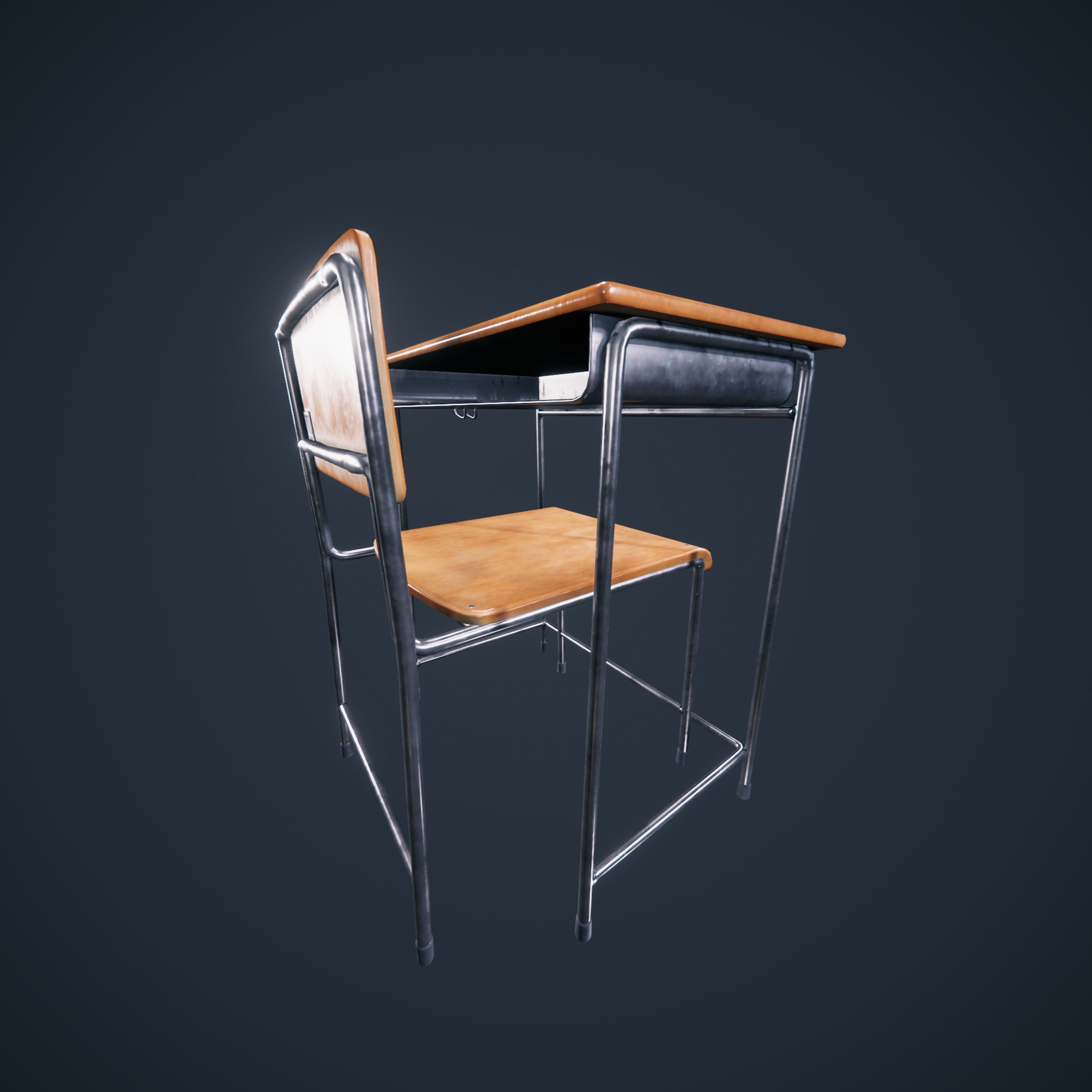 School Chair Low-poly 3D model_18
