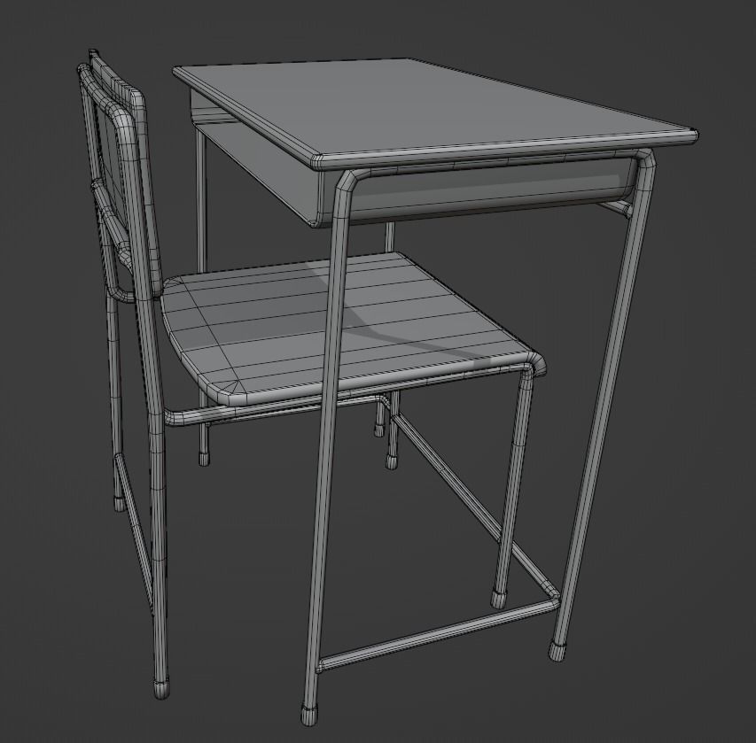 School Chair Low-poly 3D model_7