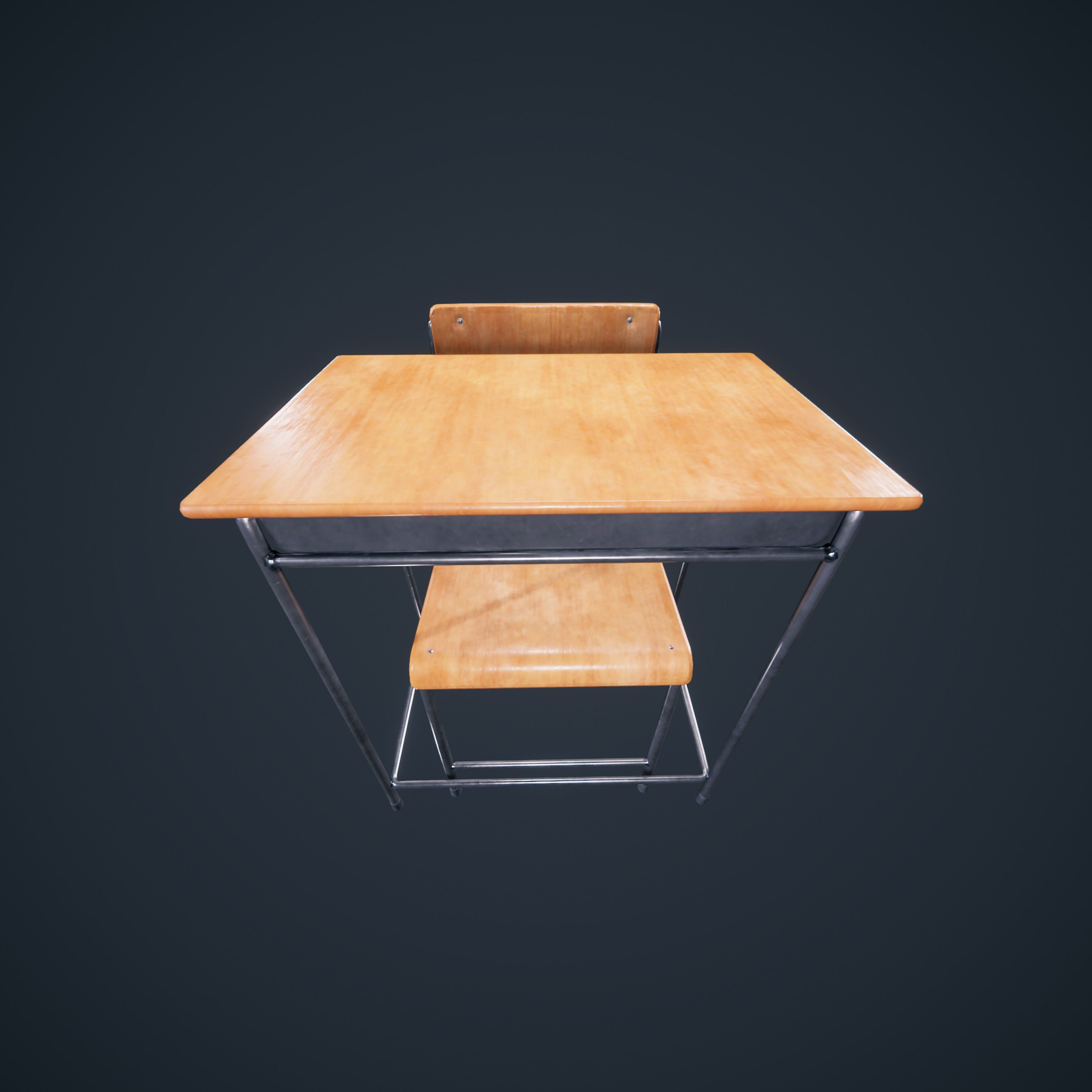 School Chair Low-poly 3D model_13
