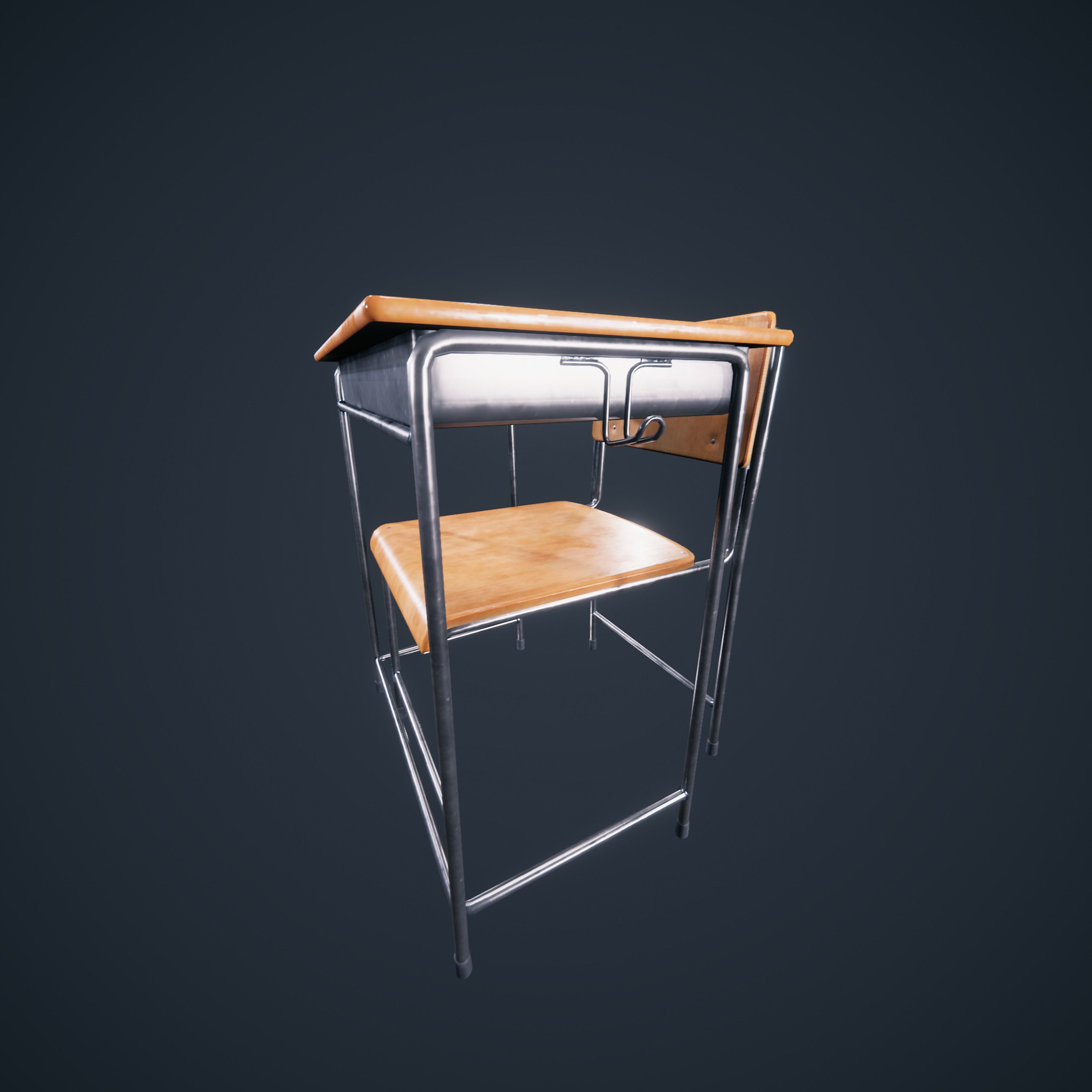 School Chair Low-poly 3D model_16