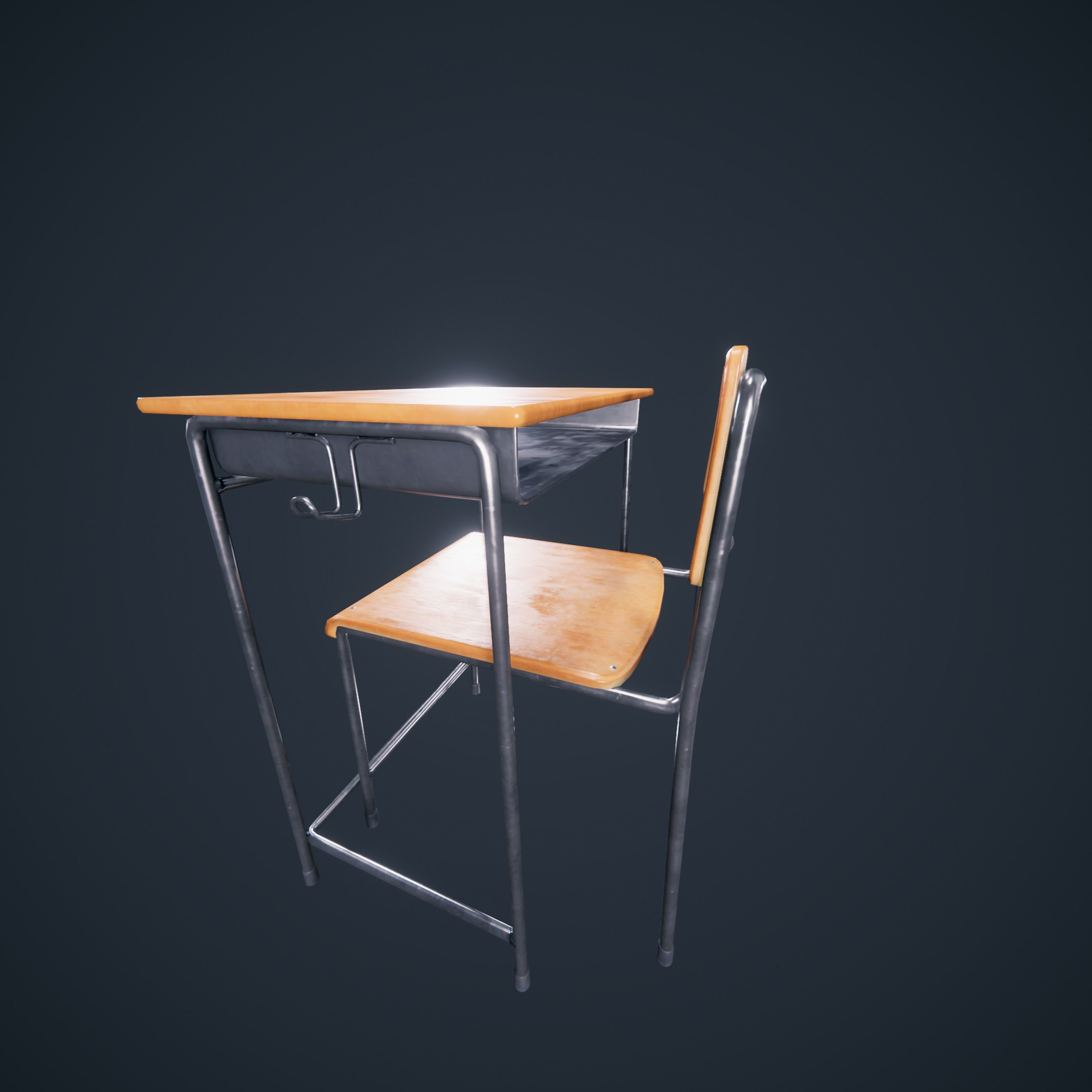 School Chair Low-poly 3D model_9