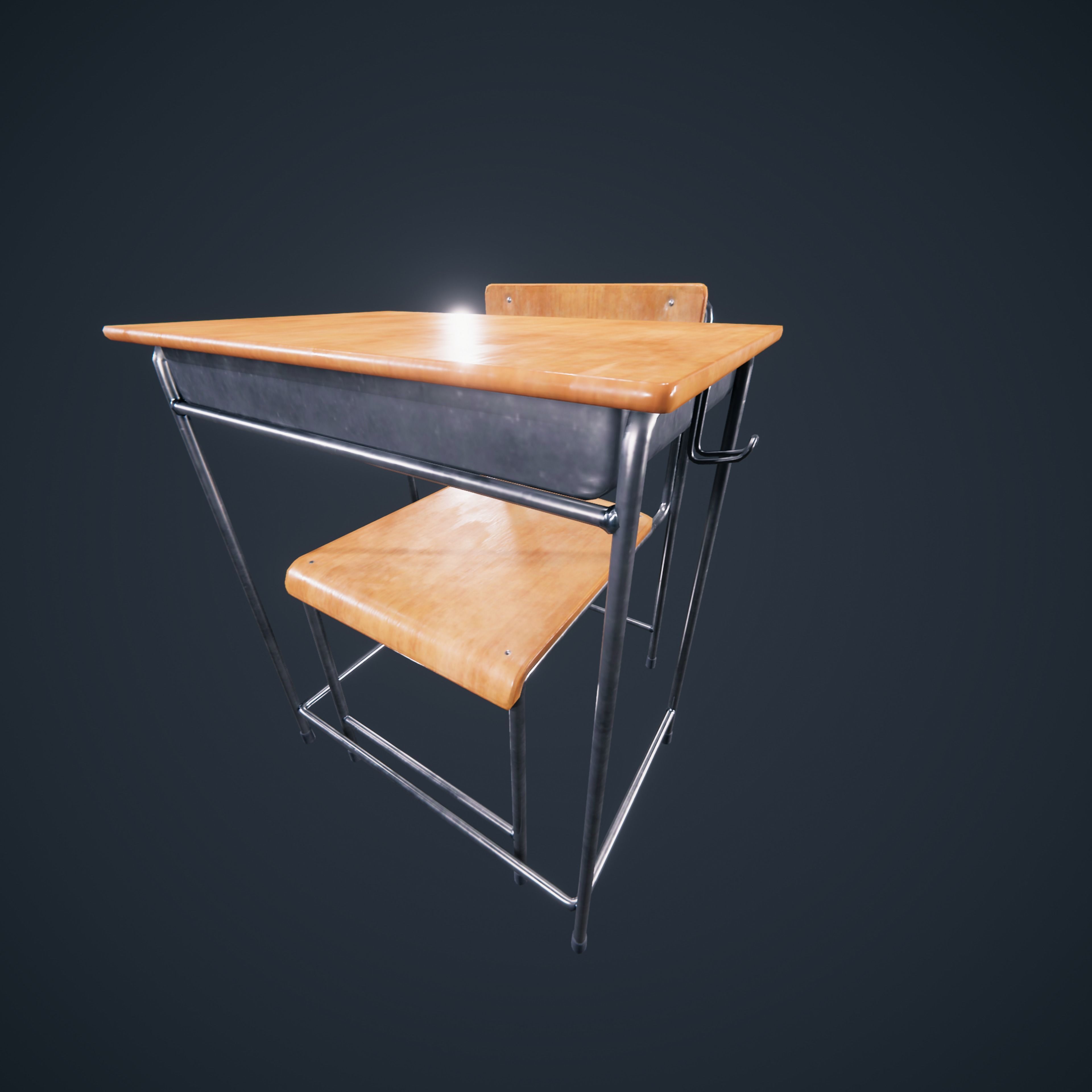 School Chair Low-poly 3D model_19
