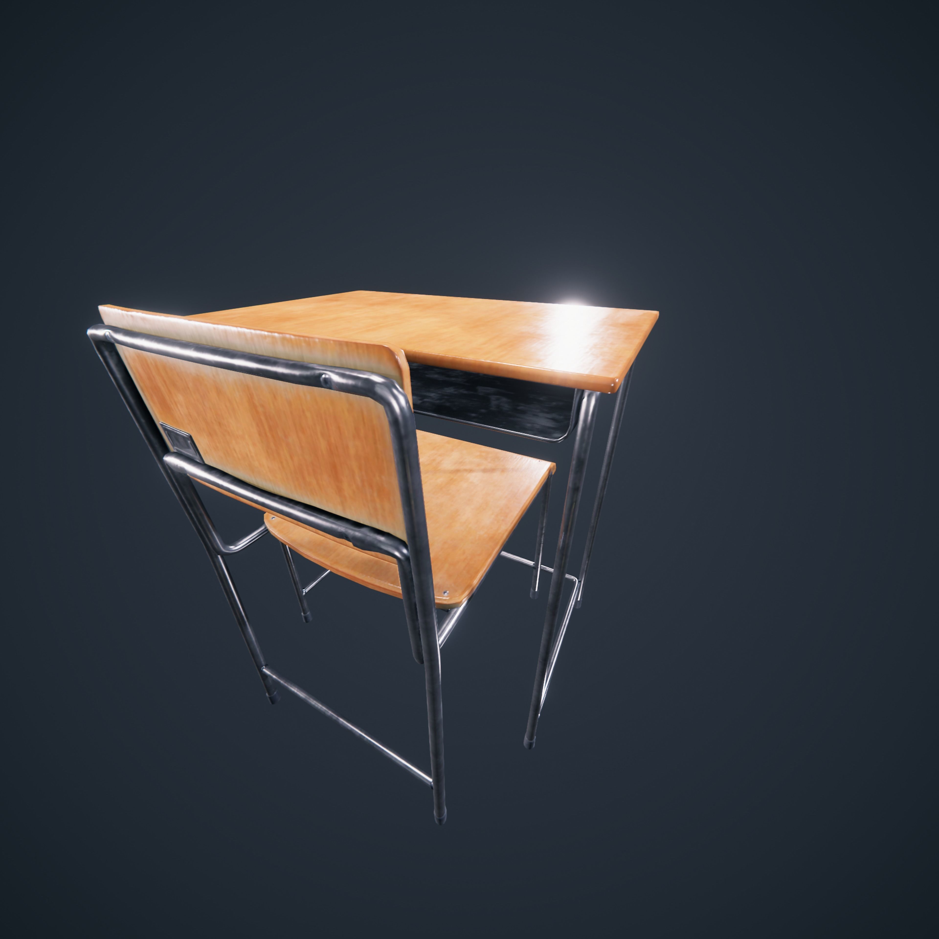 School Chair Low-poly 3D model_12