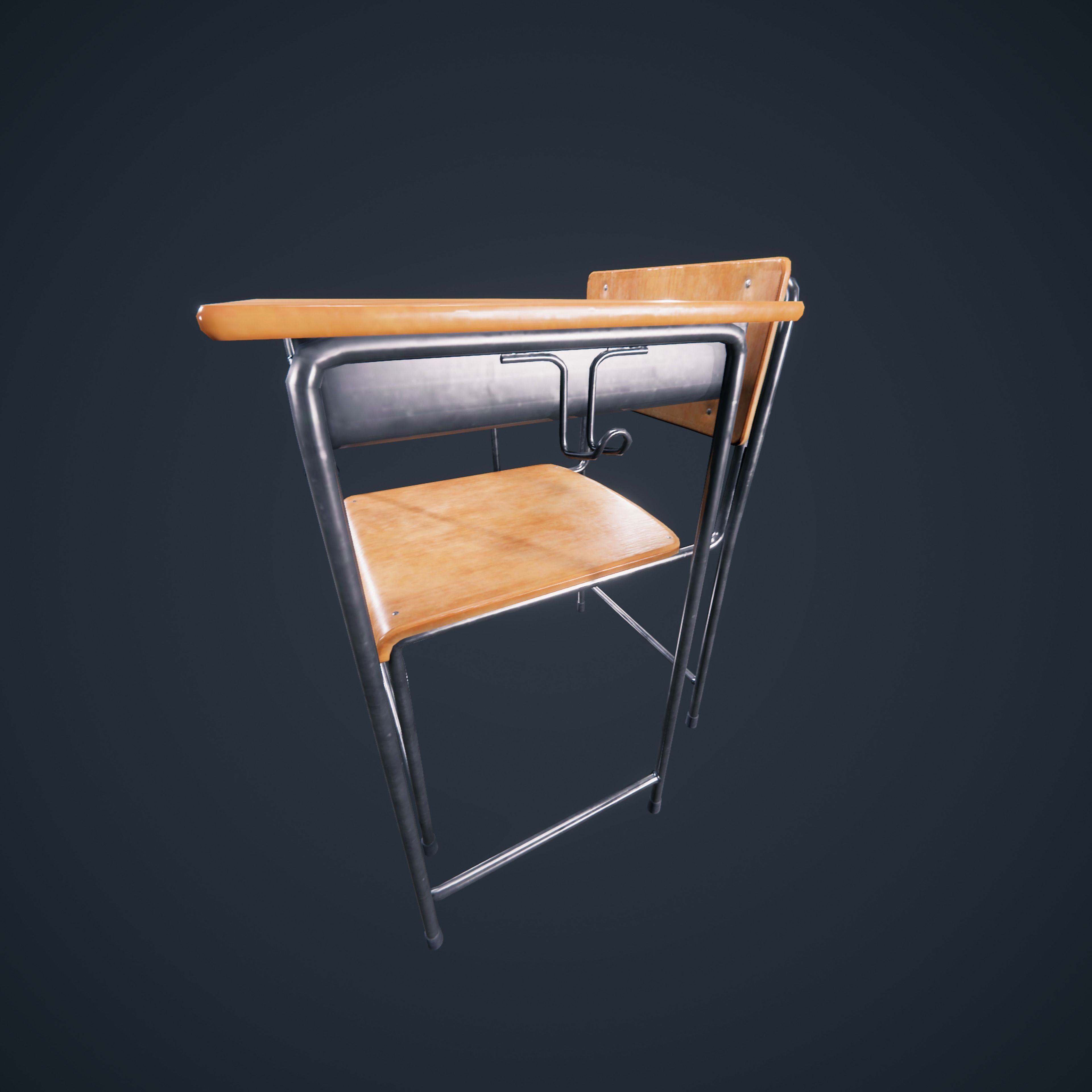 School Chair Low-poly 3D model_11