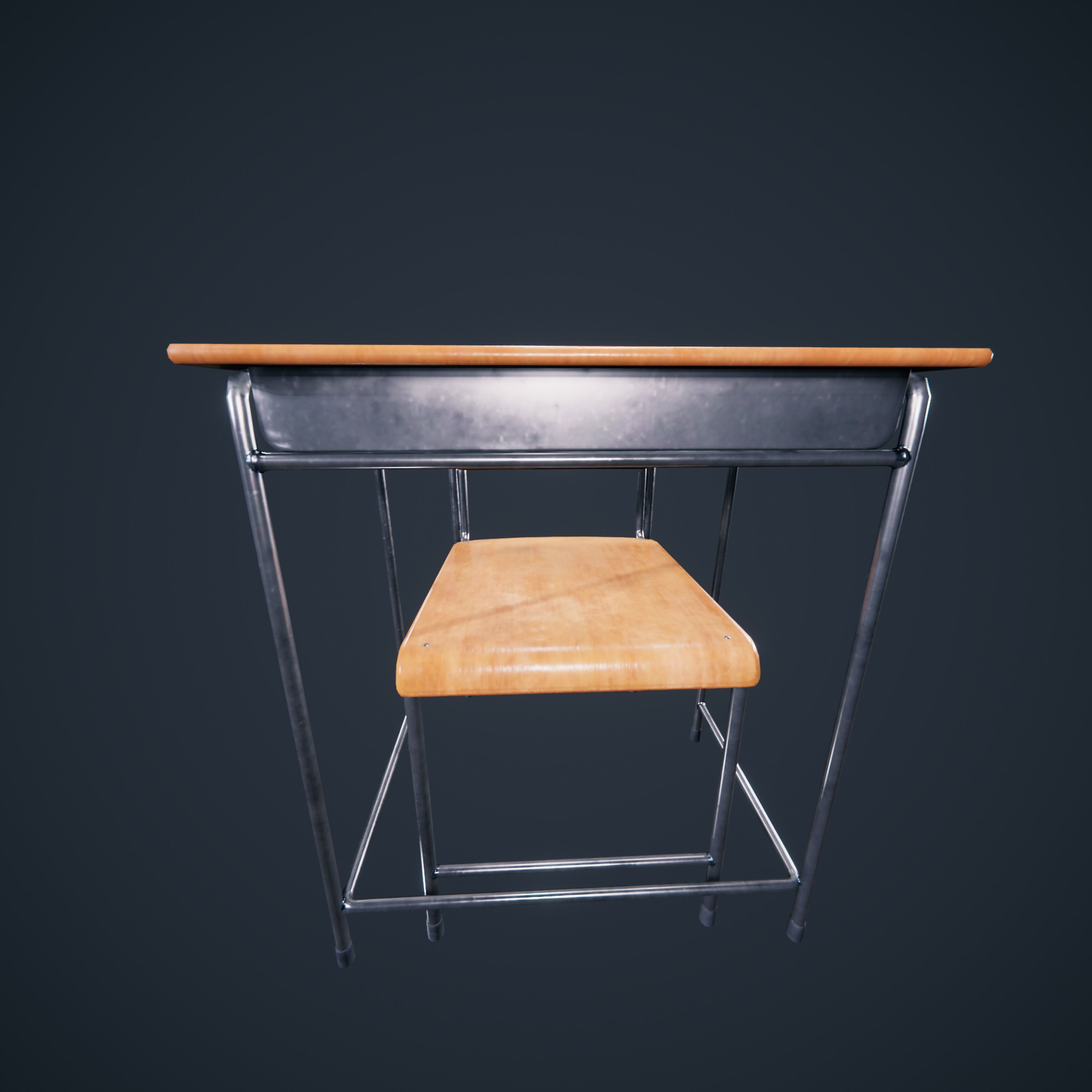 School Chair Low-poly 3D model_10