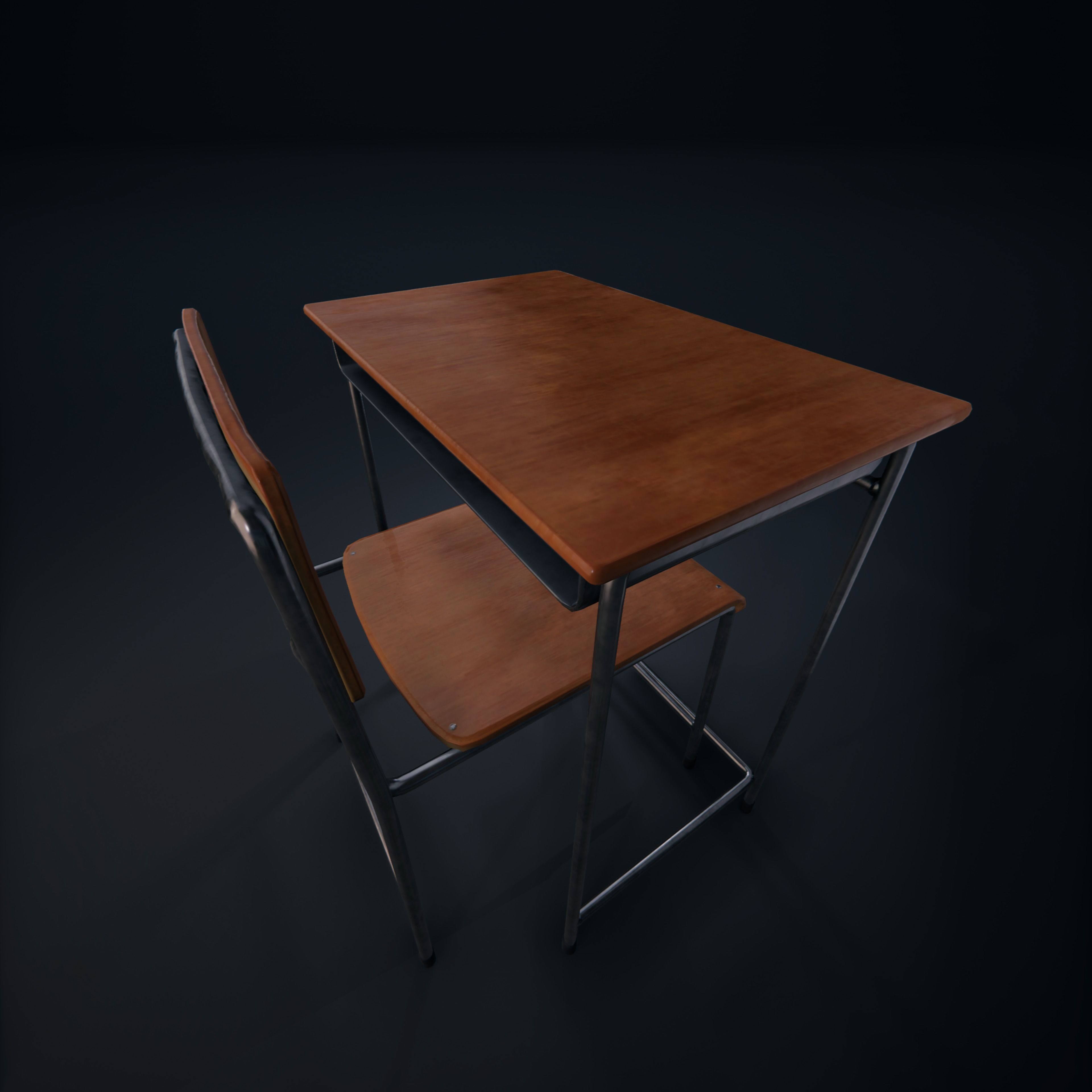 School Chair Low-poly 3D model_5