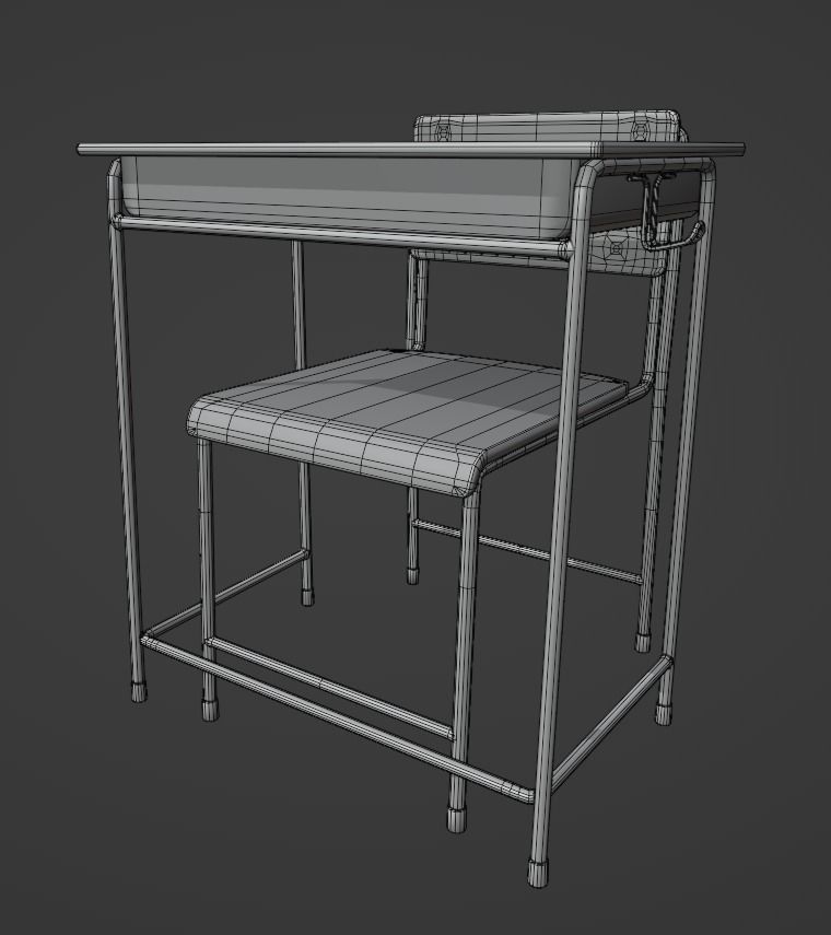 School Chair Low-poly 3D model_6