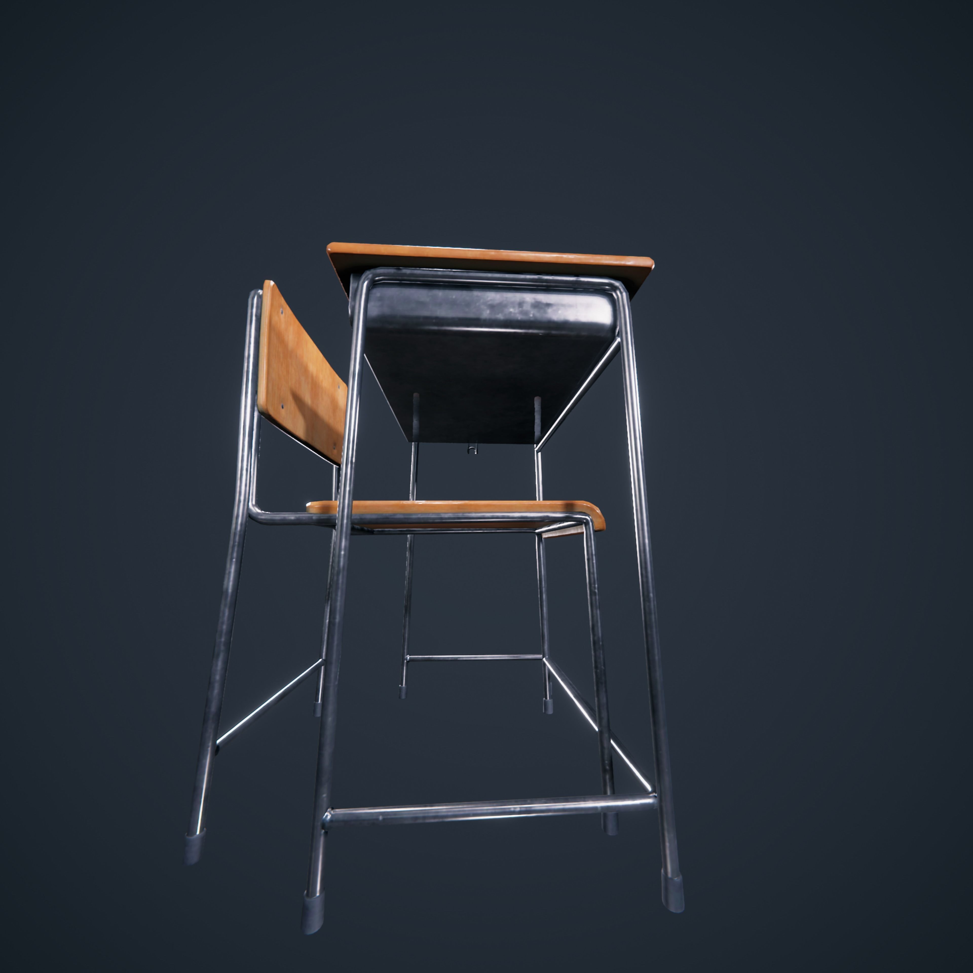 School Chair Low-poly 3D model_14