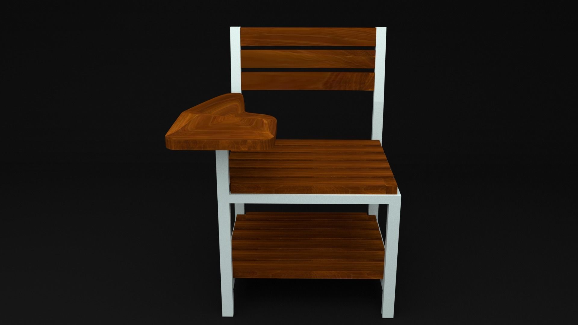 Modern Classic Wooden and Metallic School Chair Low-poly 3D model_7