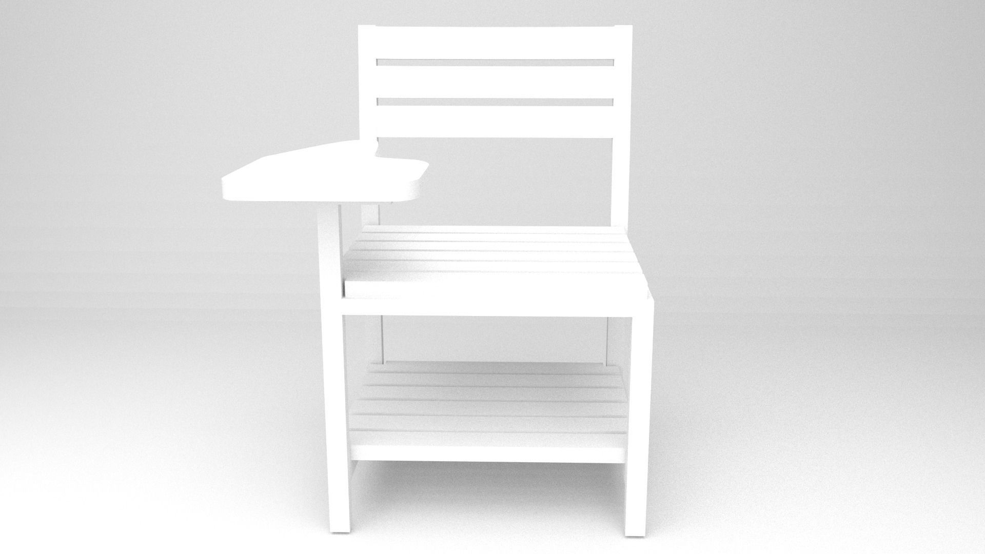 Modern Classic Wooden and Metallic School Chair Low-poly 3D model_10