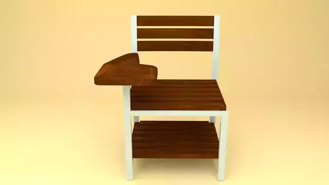 Modern Classic Wooden and Metallic School Chair Low-poly 3D model