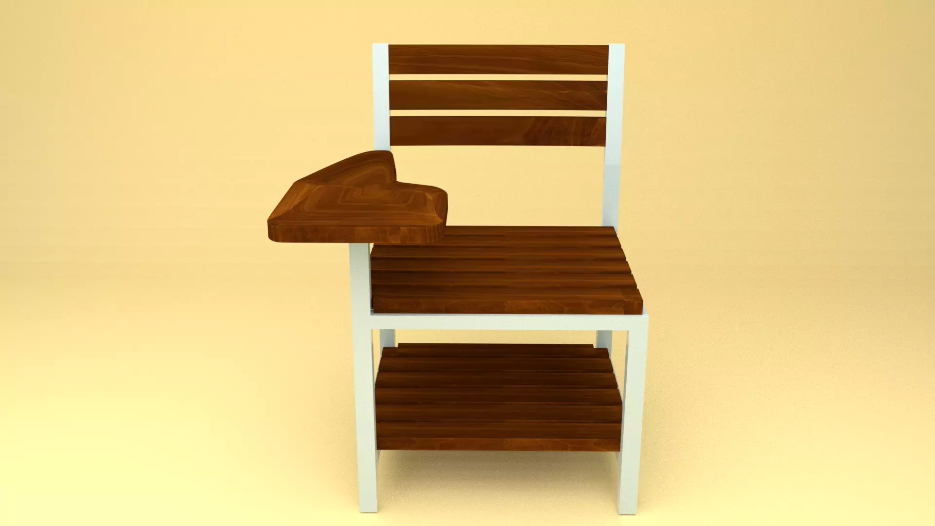 Modern Classic Wooden and Metallic School Chair Low-poly 3D model_0