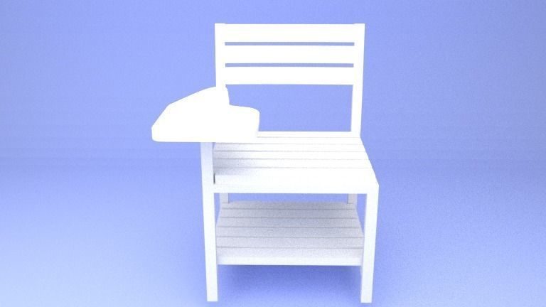 Modern Classic Wooden and Metallic School Chair Low-poly 3D model_8