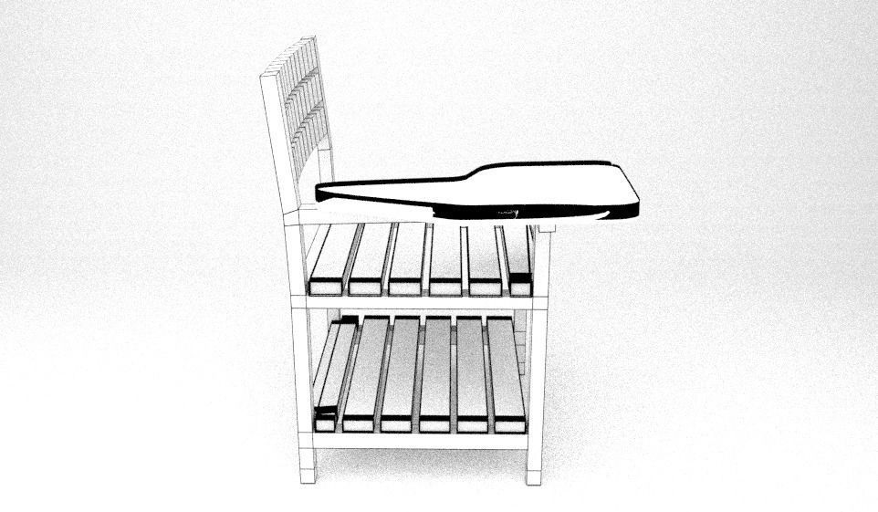 Modern Classic Wooden and Metallic School Chair Low-poly 3D model_24