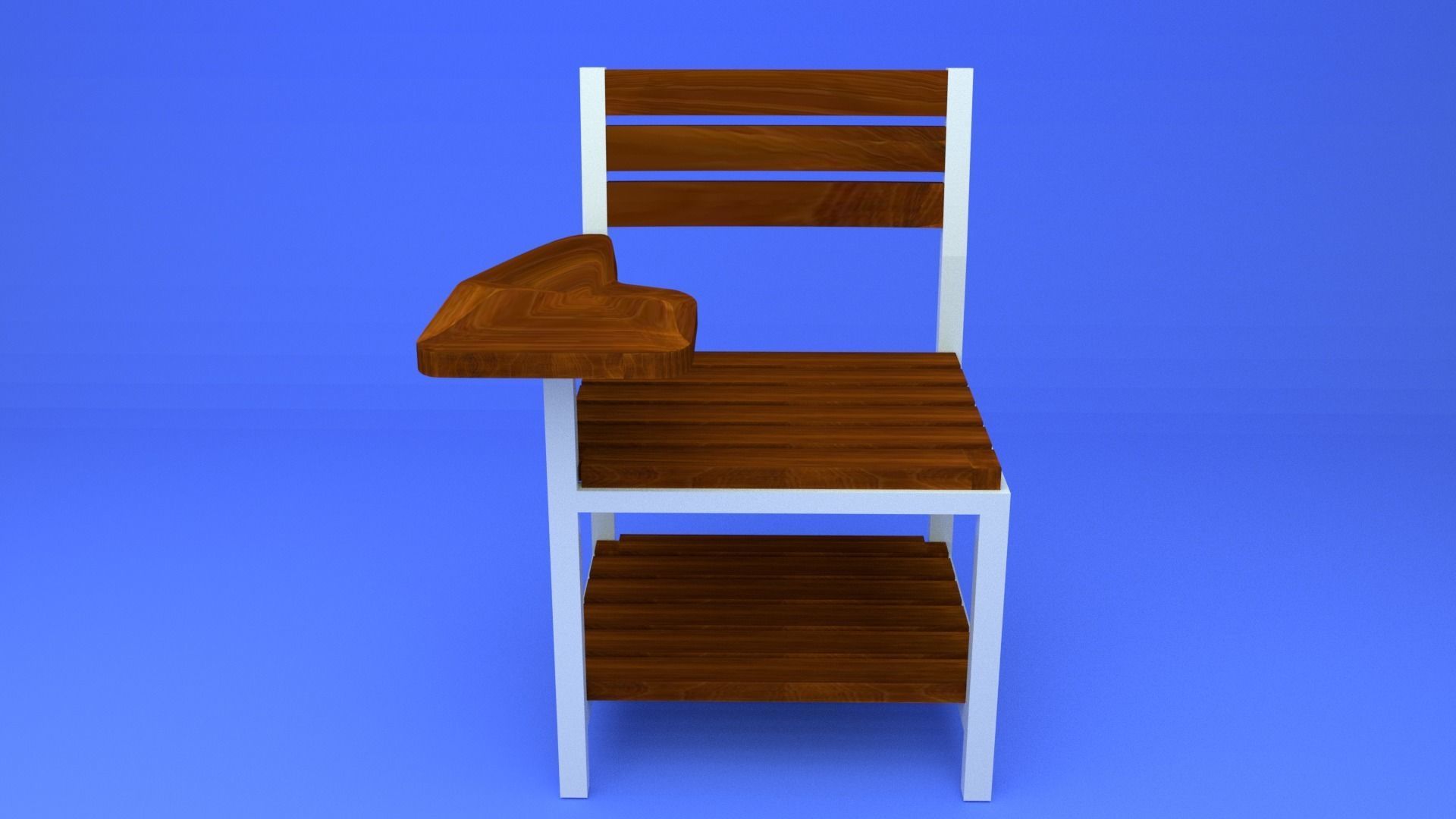 Modern Classic Wooden and Metallic School Chair Low-poly 3D model_6