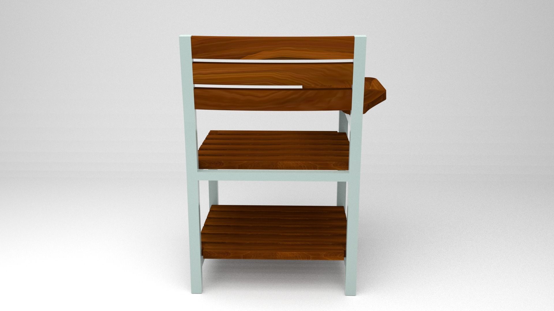 Modern Classic Wooden and Metallic School Chair Low-poly 3D model_3