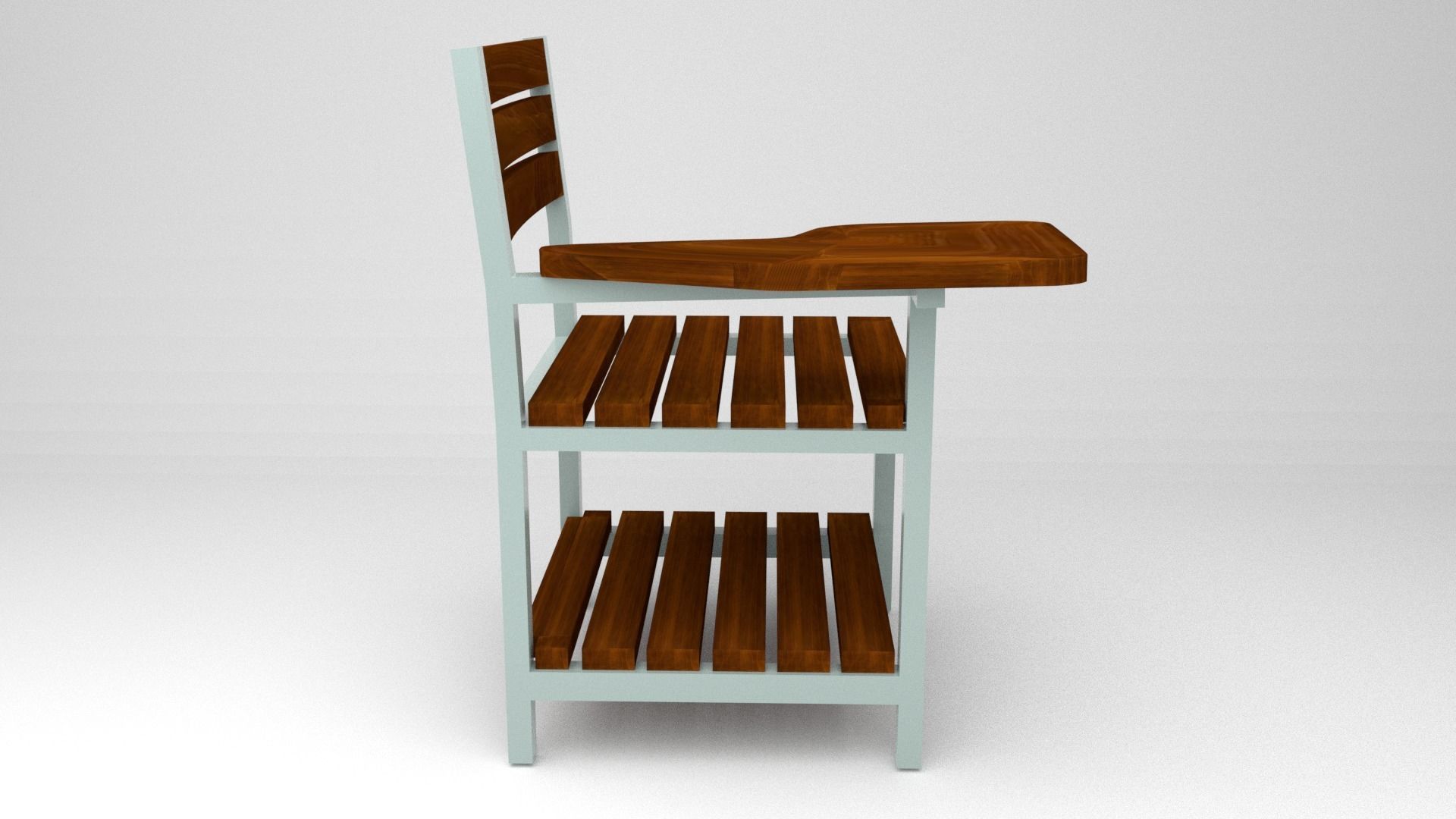 Modern Classic Wooden and Metallic School Chair Low-poly 3D model_1