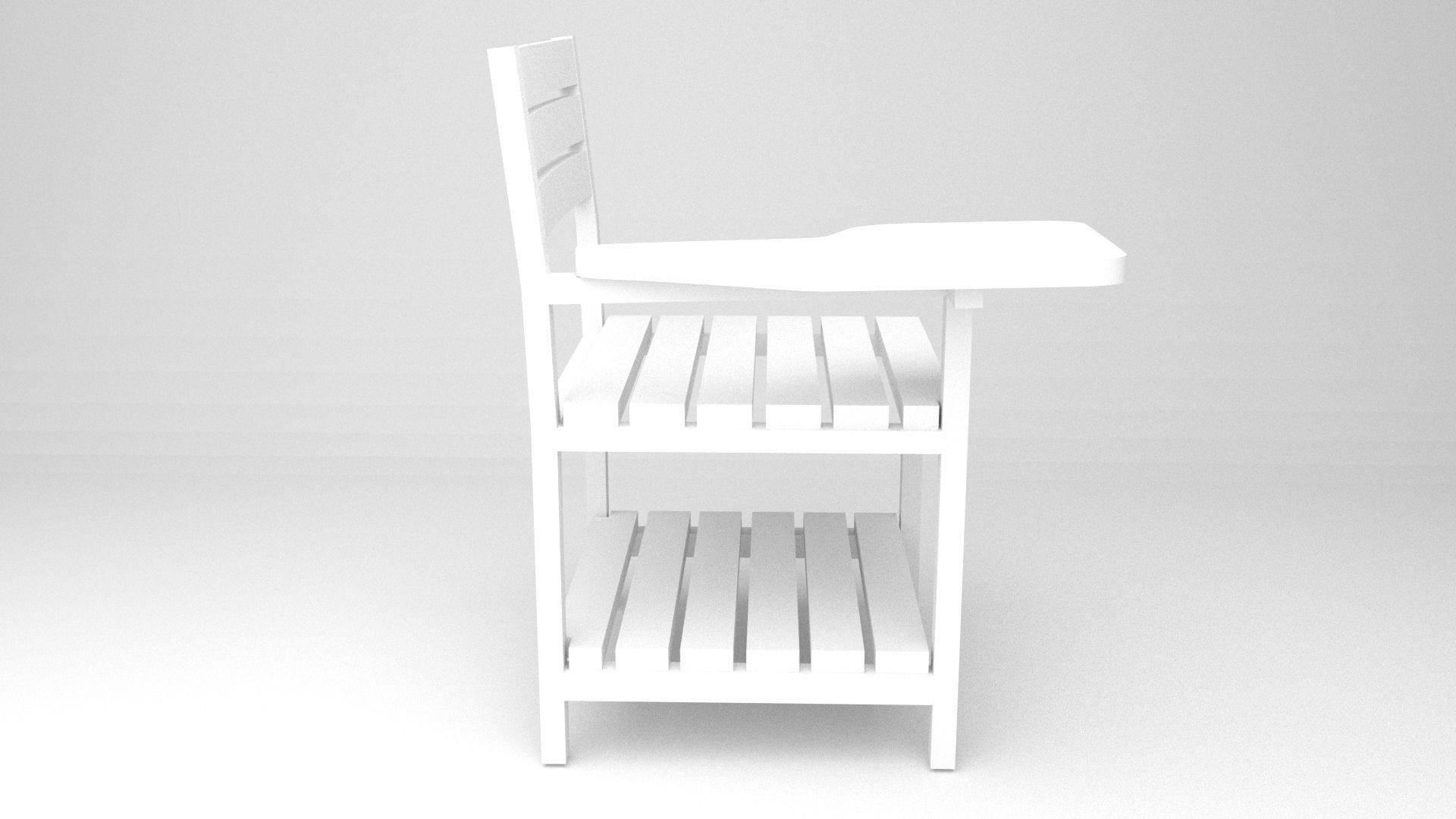 Modern Classic Wooden and Metallic School Chair Low-poly 3D model_11