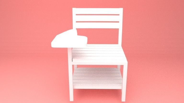Modern Classic Wooden and Metallic School Chair Low-poly 3D model_22