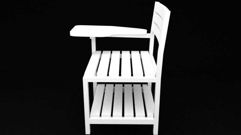 Modern Classic Wooden and Metallic School Chair Low-poly 3D model_18