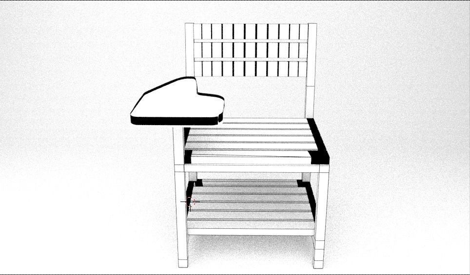 Modern Classic Wooden and Metallic School Chair Low-poly 3D model_23