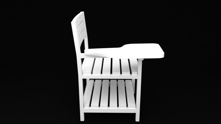 Modern Classic Wooden and Metallic School Chair Low-poly 3D model_17