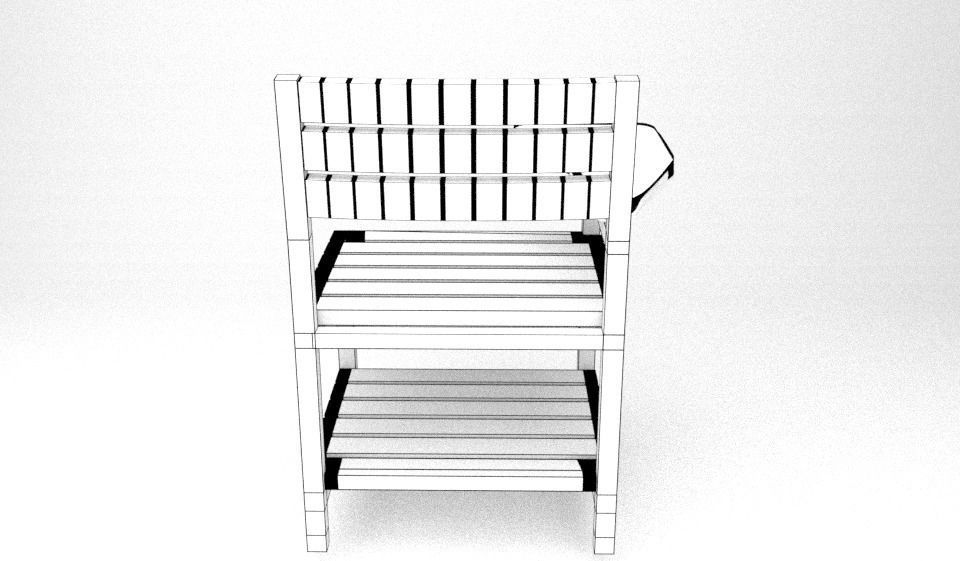 Modern Classic Wooden and Metallic School Chair Low-poly 3D model_26