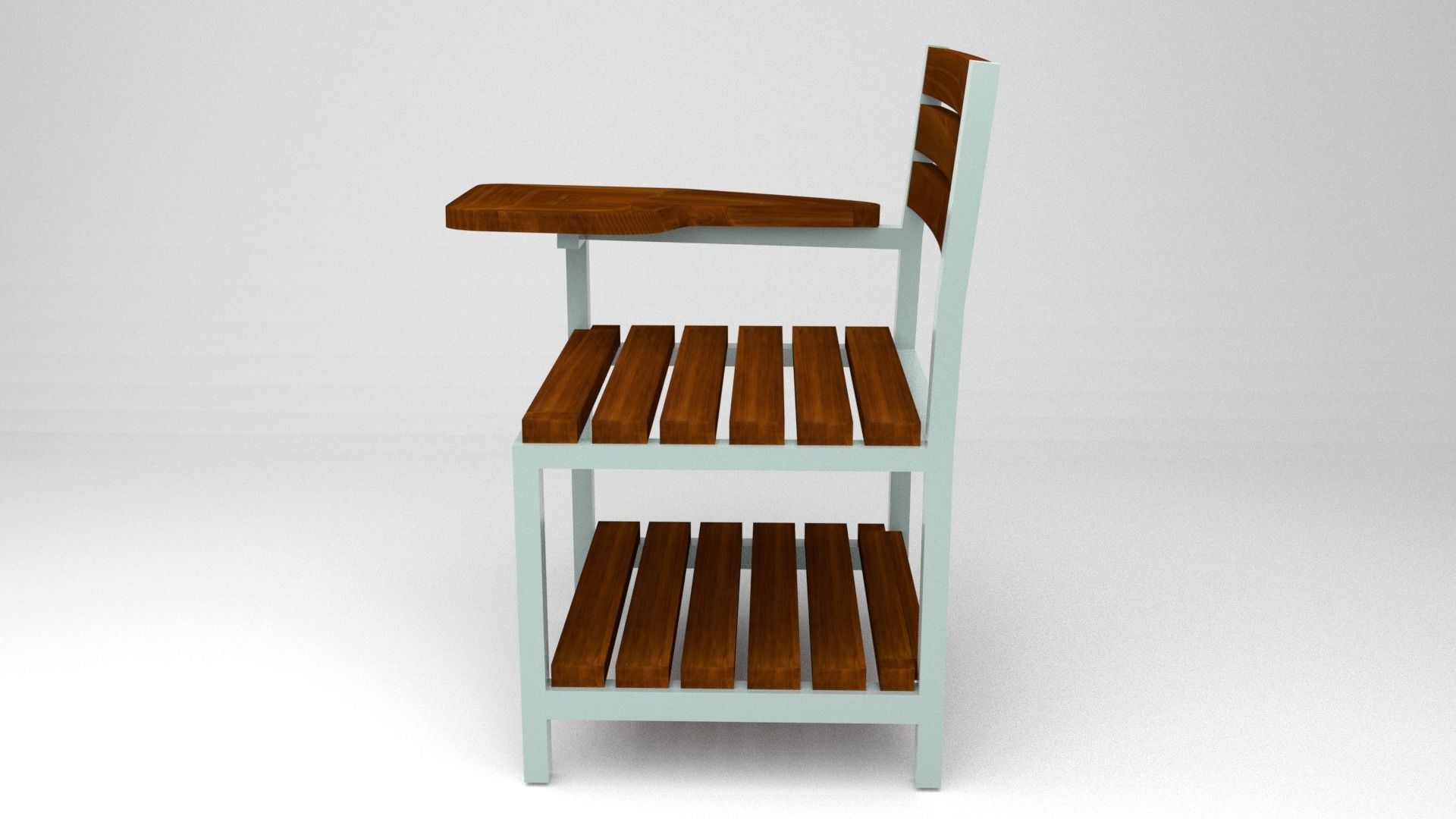 Modern Classic Wooden and Metallic School Chair Low-poly 3D model_2