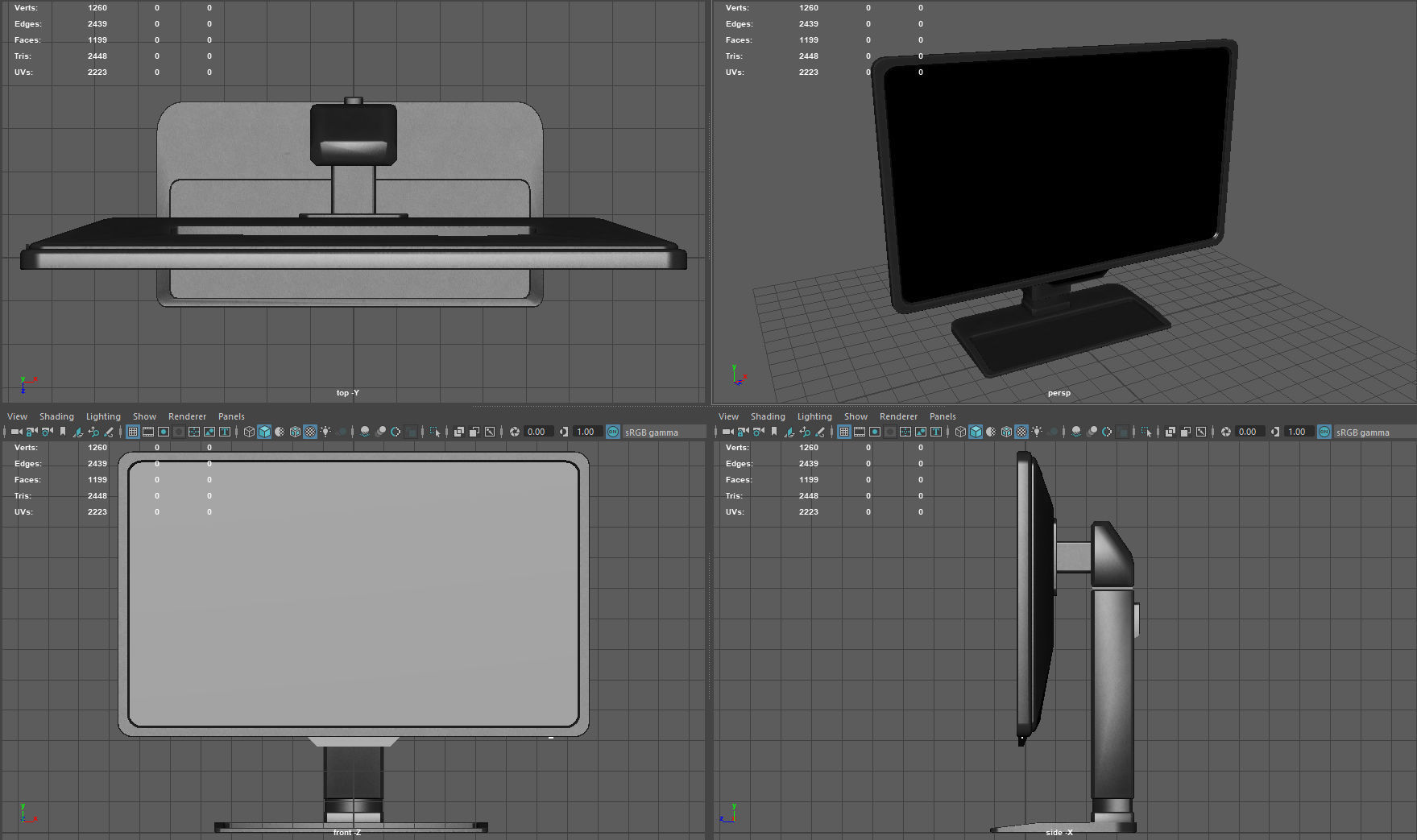 Computer screen Low-poly 3D model_6