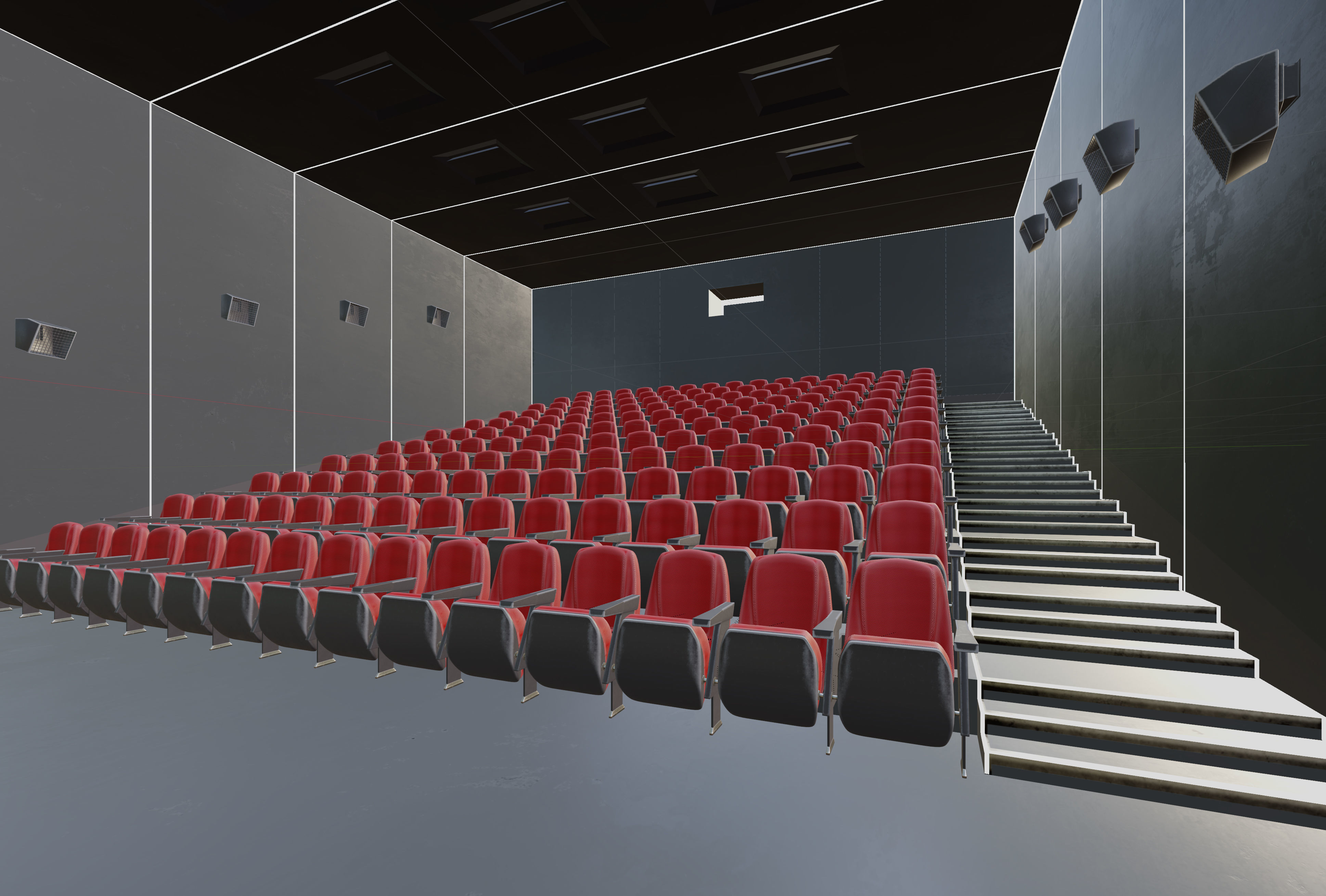 Movie Theater Interior Low-poly 3D model_7