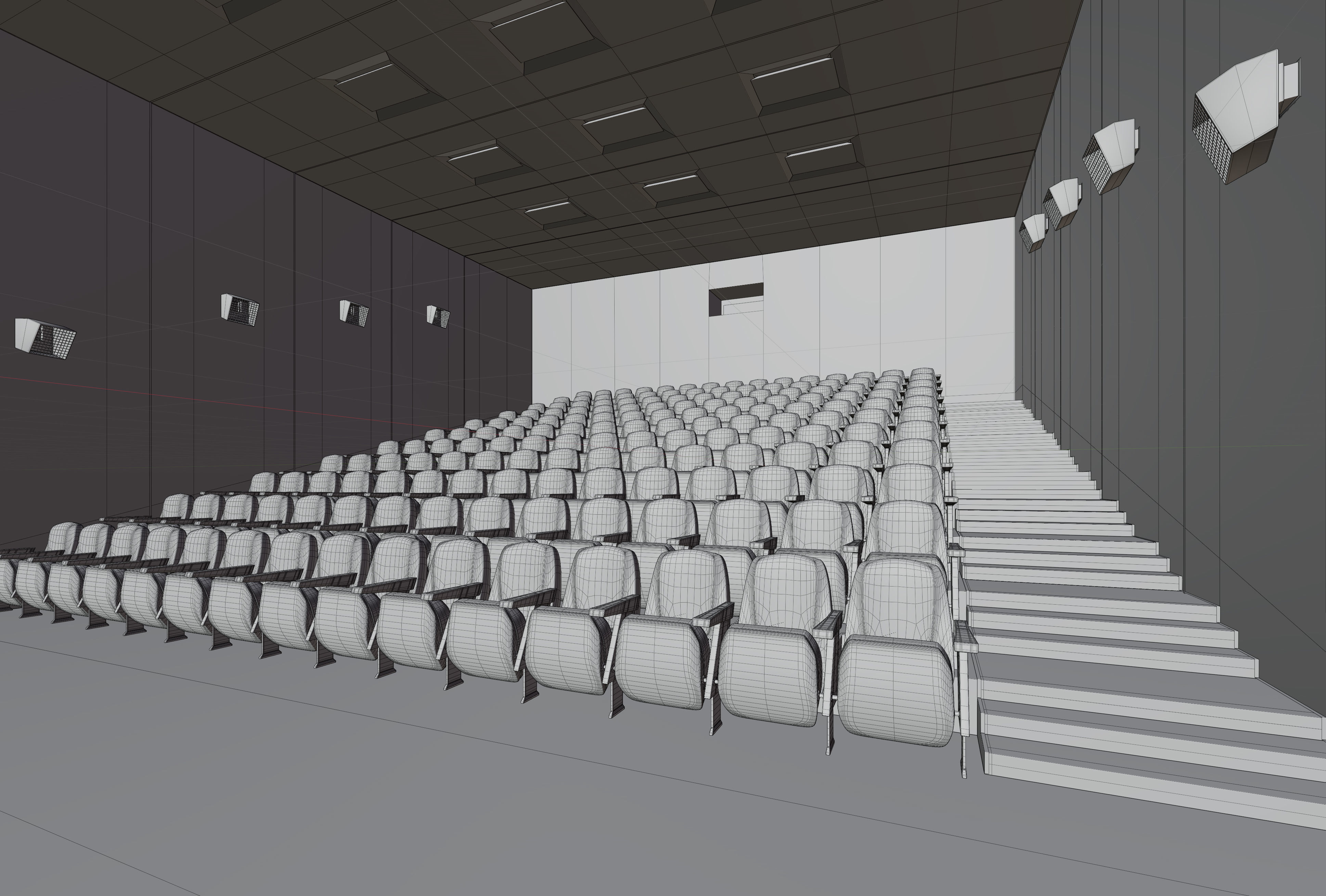 Movie Theater Interior Low-poly 3D model_3
