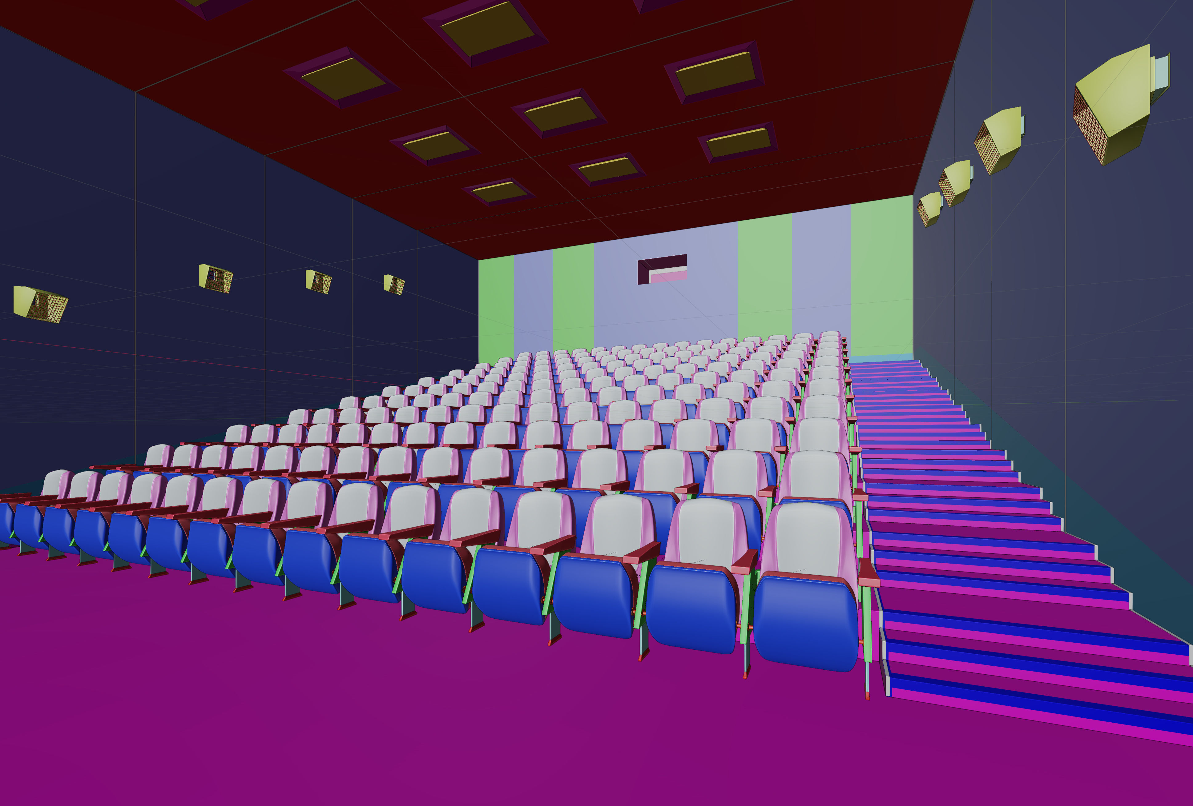 Movie Theater Interior Low-poly 3D model_11