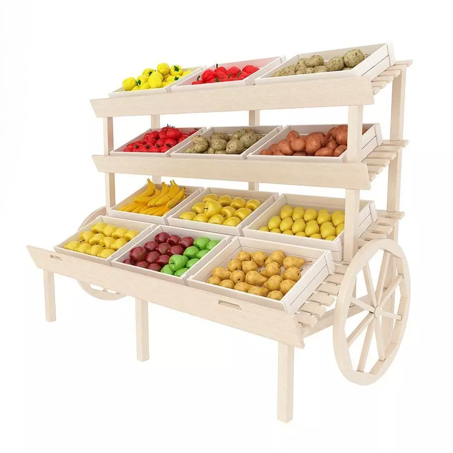Supermarket Cart for Vegetables and Fruits 3D model