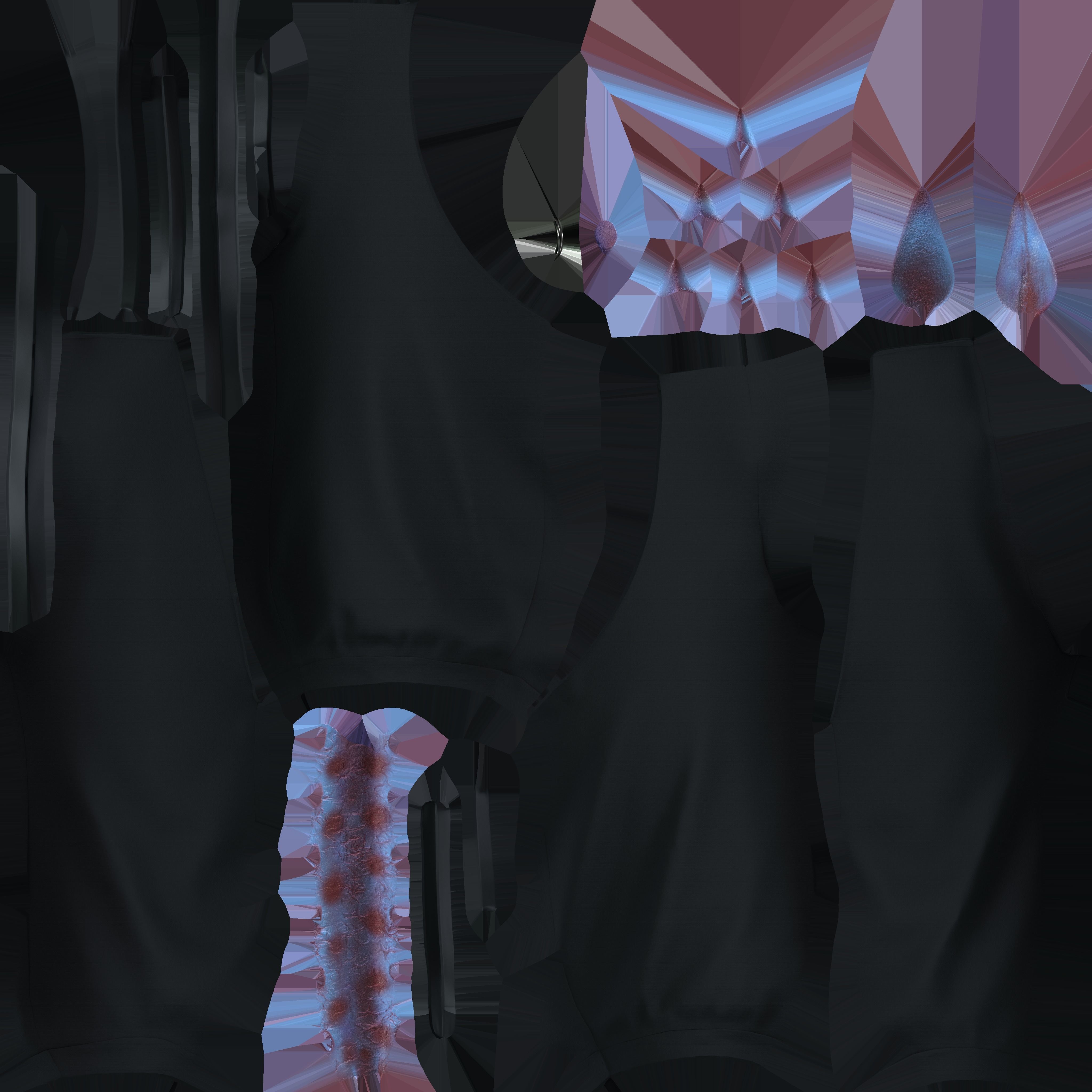 Female Shaolin Concept Side Cutout Pants Low-poly 3D model_8