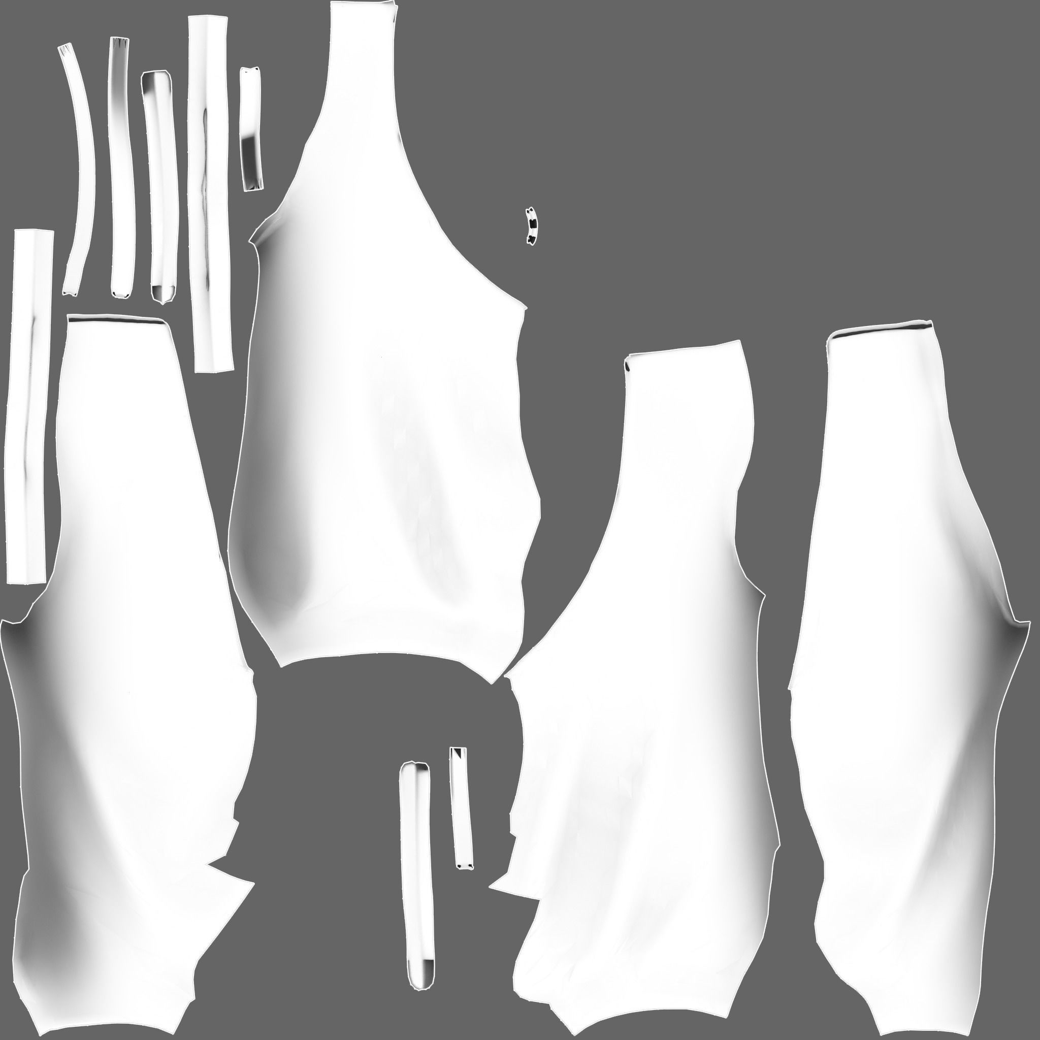 Female Shaolin Concept Side Cutout Pants Low-poly 3D model_11