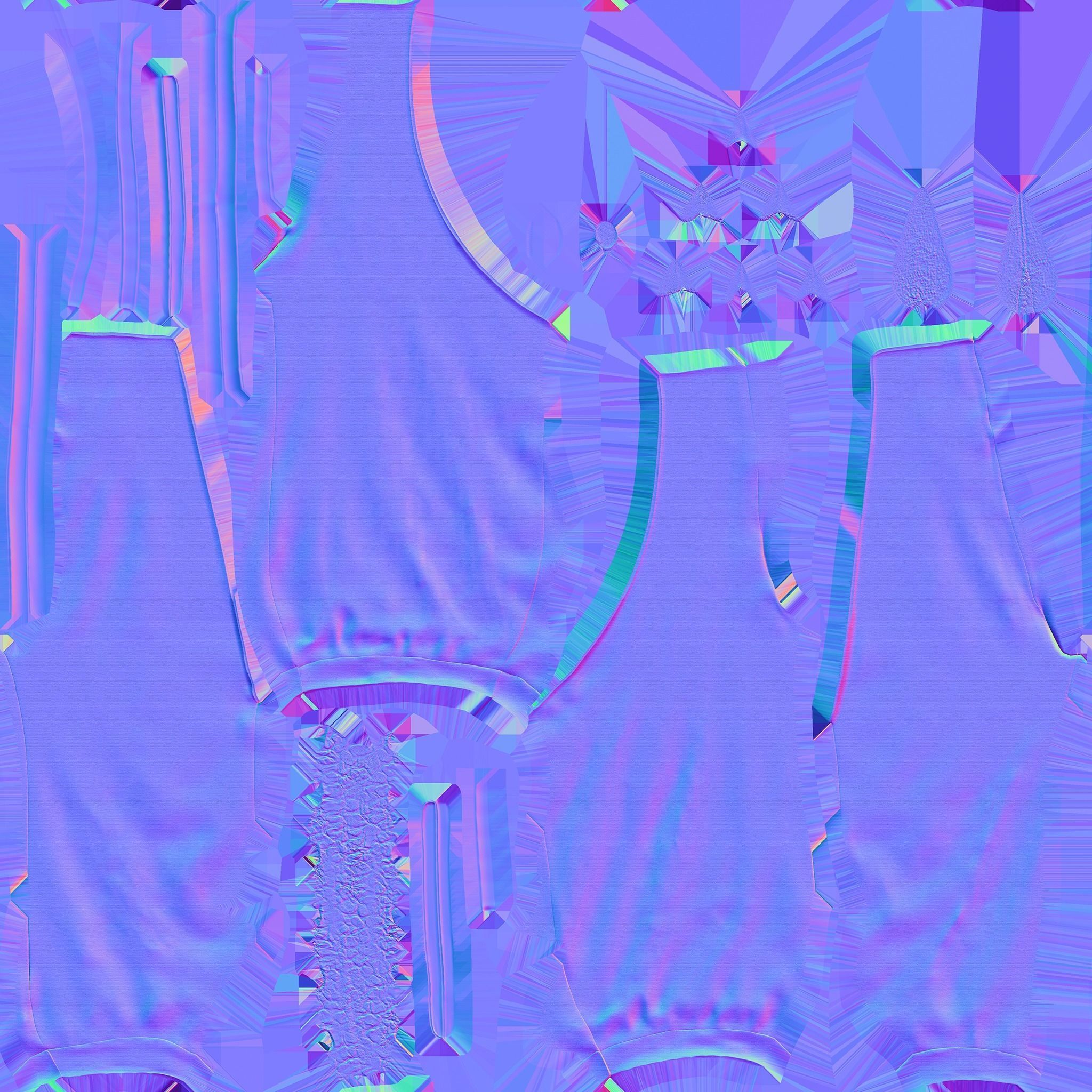 Female Shaolin Concept Side Cutout Pants Low-poly 3D model_9