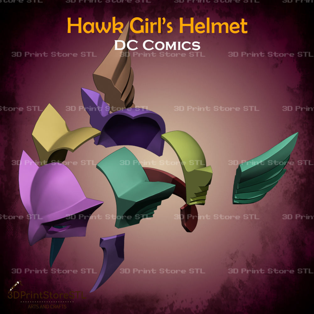 Hawkgirl Helmet Cosplay DC Comics - STL File 3D print model_5