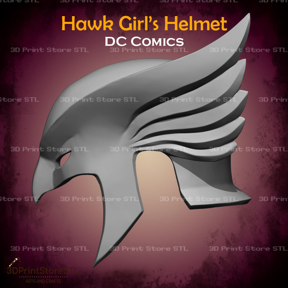 Hawkgirl Helmet Cosplay DC Comics - STL File 3D print model_3