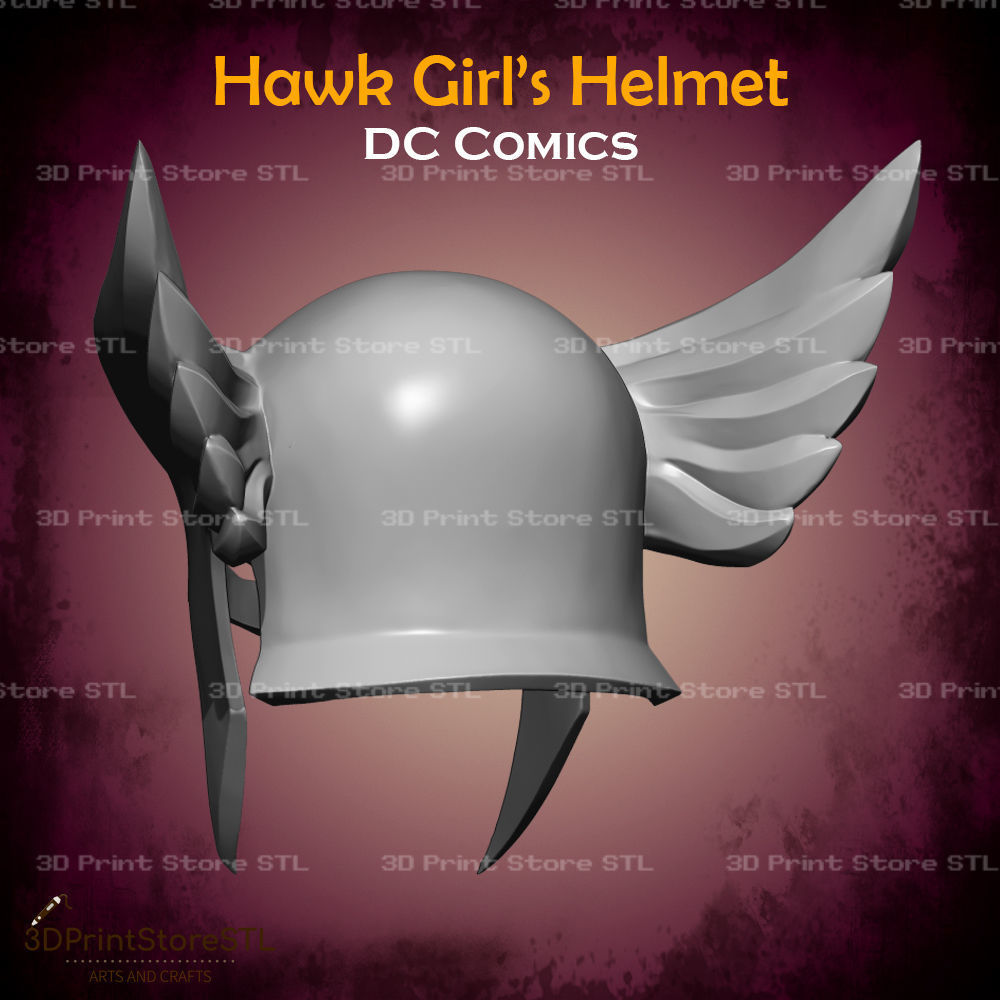Hawkgirl Helmet Cosplay DC Comics - STL File 3D print model_4
