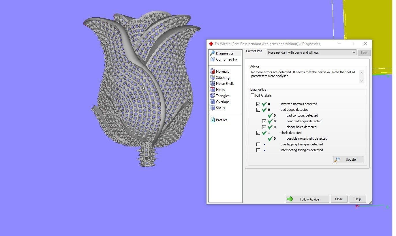 Rose pendant with gems  flora flower bouquet red thorn leaf 3D print model_39