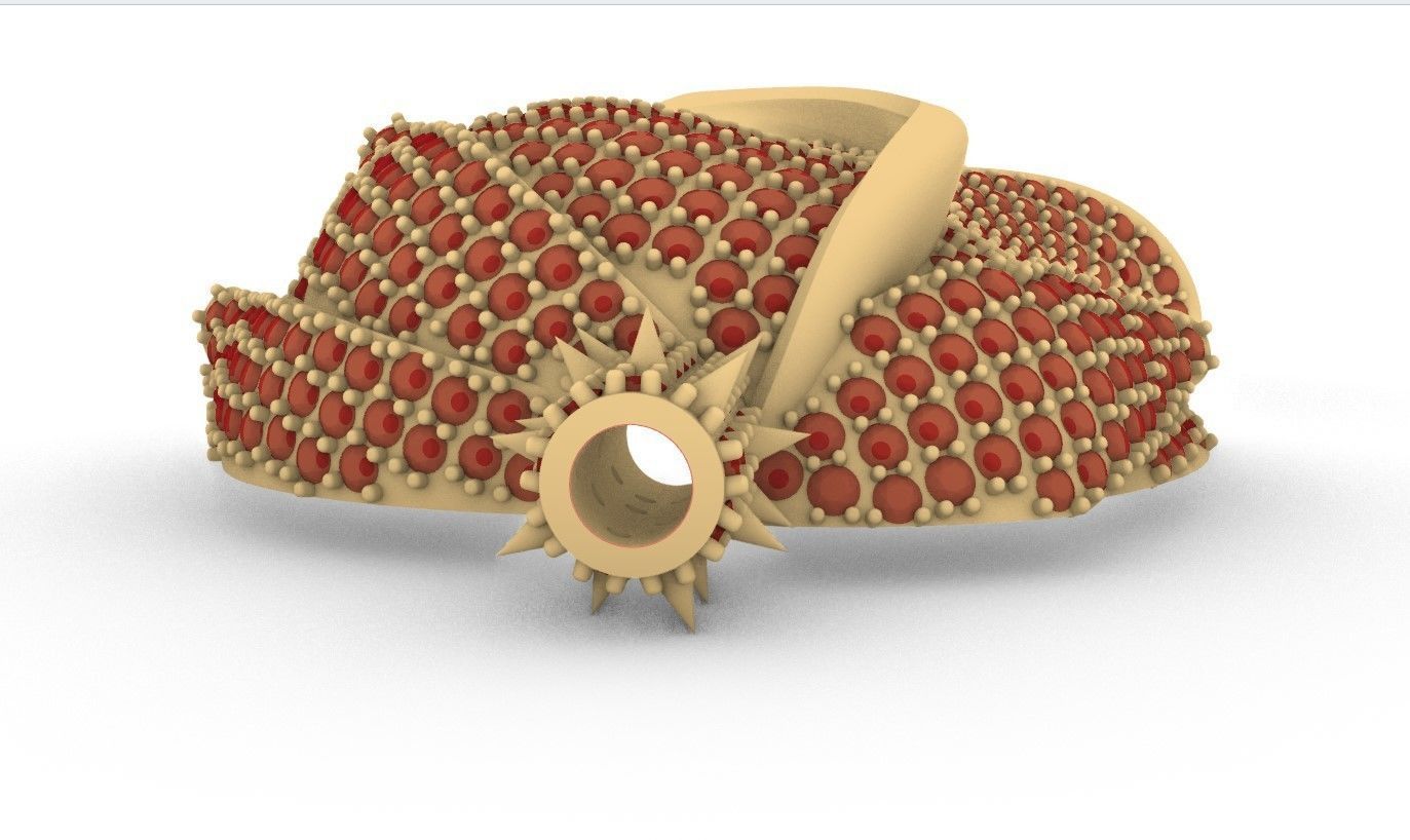 Rose pendant with gems  flora flower bouquet red thorn leaf 3D print model_15