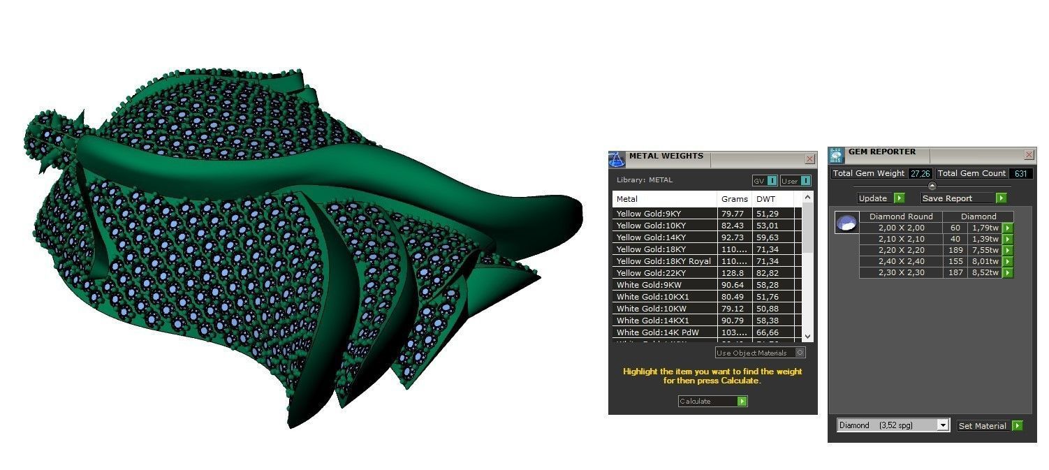 Rose pendant with gems  flora flower bouquet red thorn leaf 3D print model_69