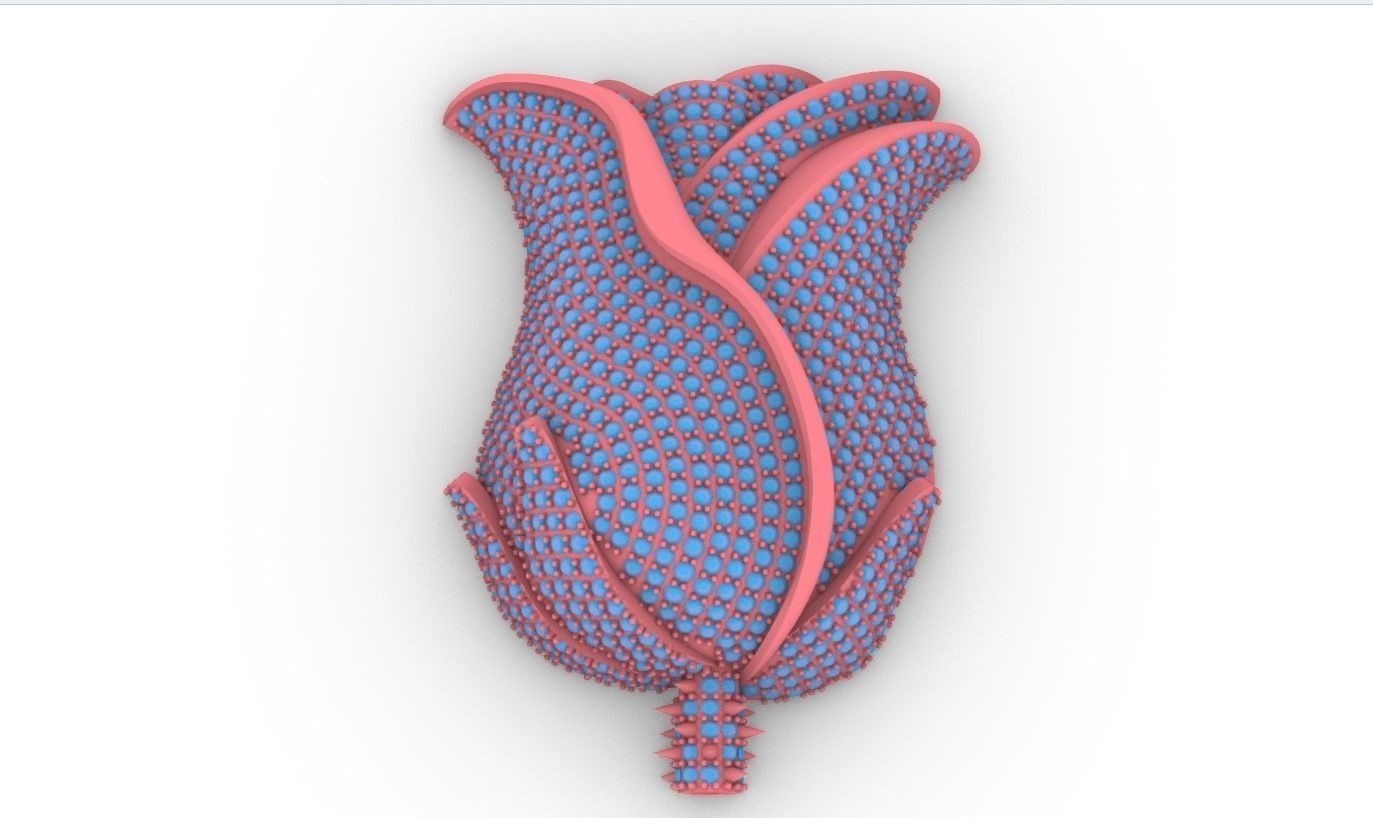 Rose pendant with gems  flora flower bouquet red thorn leaf 3D print model_17